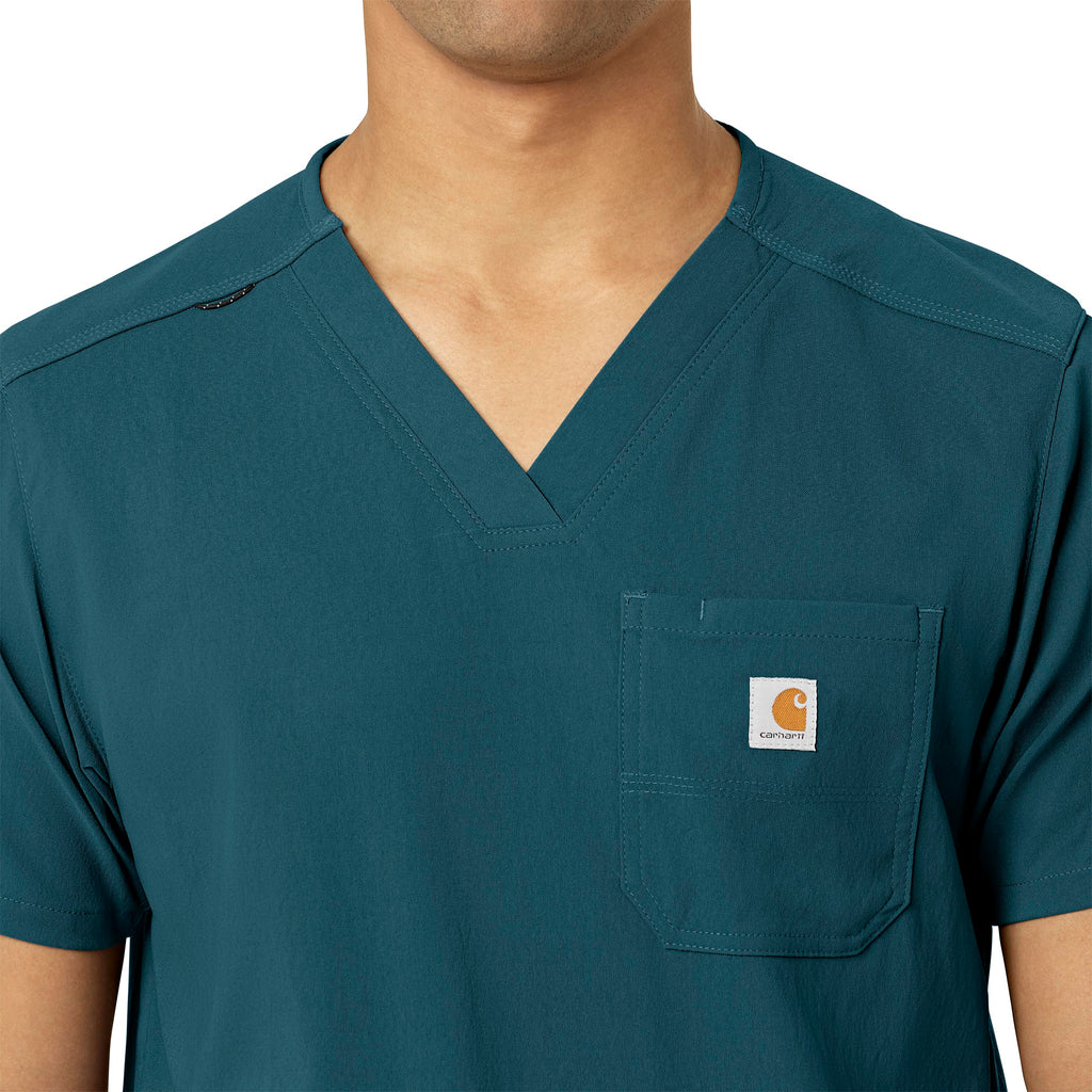 Rugged Flex Peak C15037 Men's 5-Pocket V-Neck Scrub Top Caribbean Blue