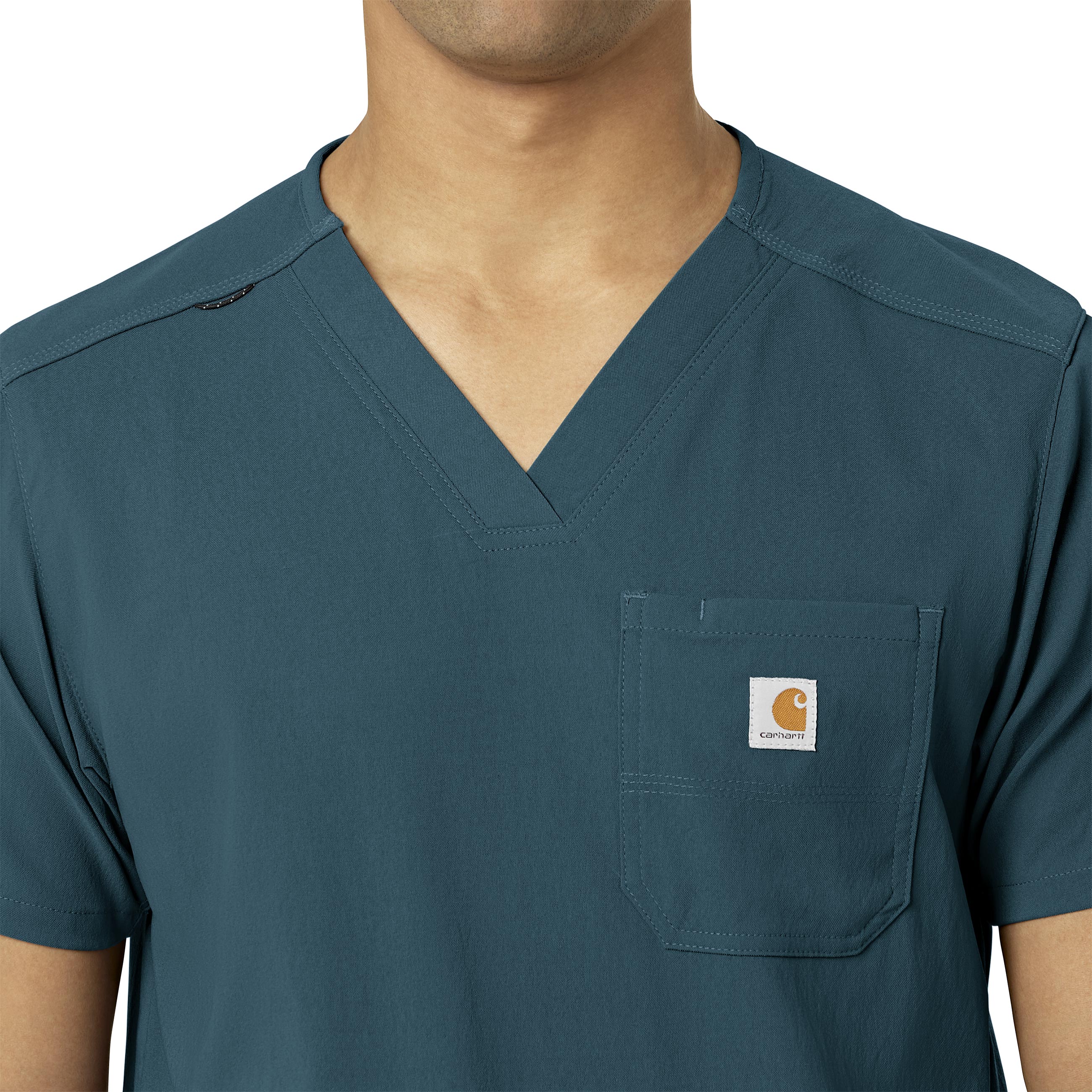 Rugged Flex Peak C15037 Men's 5-Pocket V-Neck Scrub Top Caribbean Blue