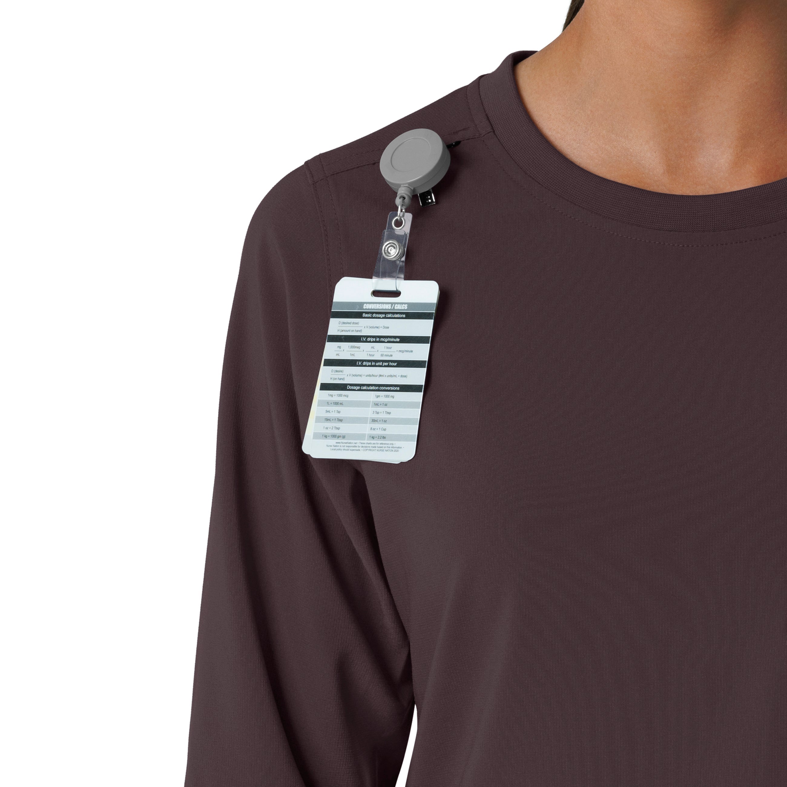 Force Cross-Flex C13610 Women's Crew Neck Long Sleeve Scrub Top Dark Sepia