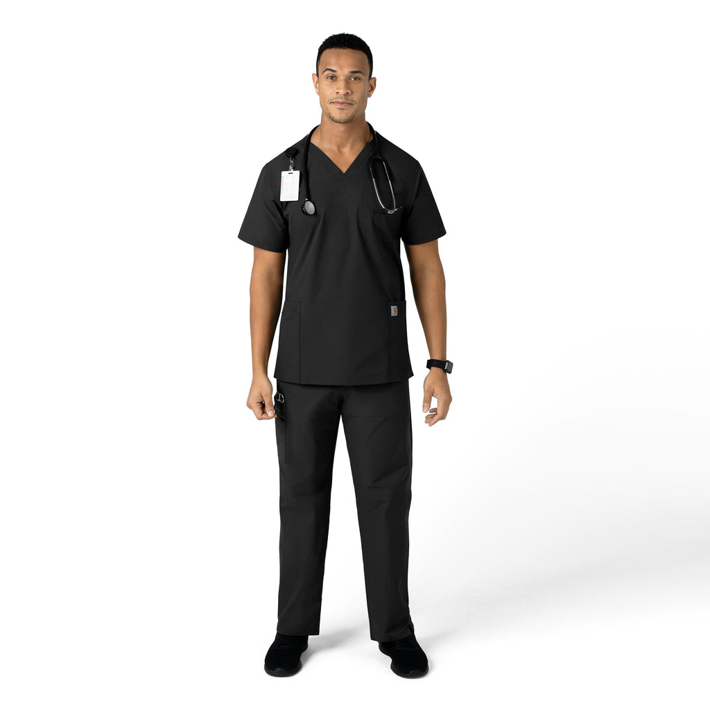 Force Essentials C55013 Unisex Elastic Waist Cargo Scrub Pants Black