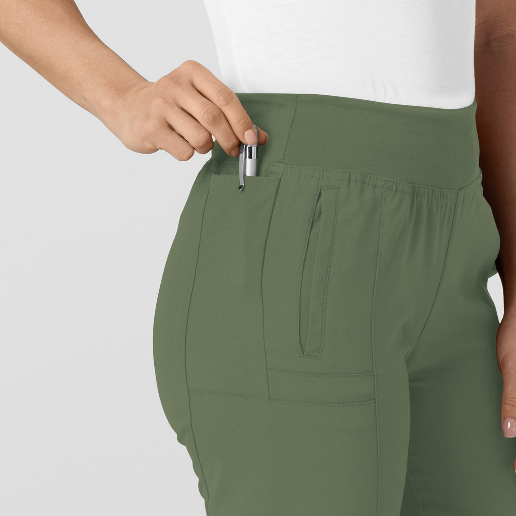 W123 5555 Comfort Waist Cargo Jogger Scrub Pants Olive