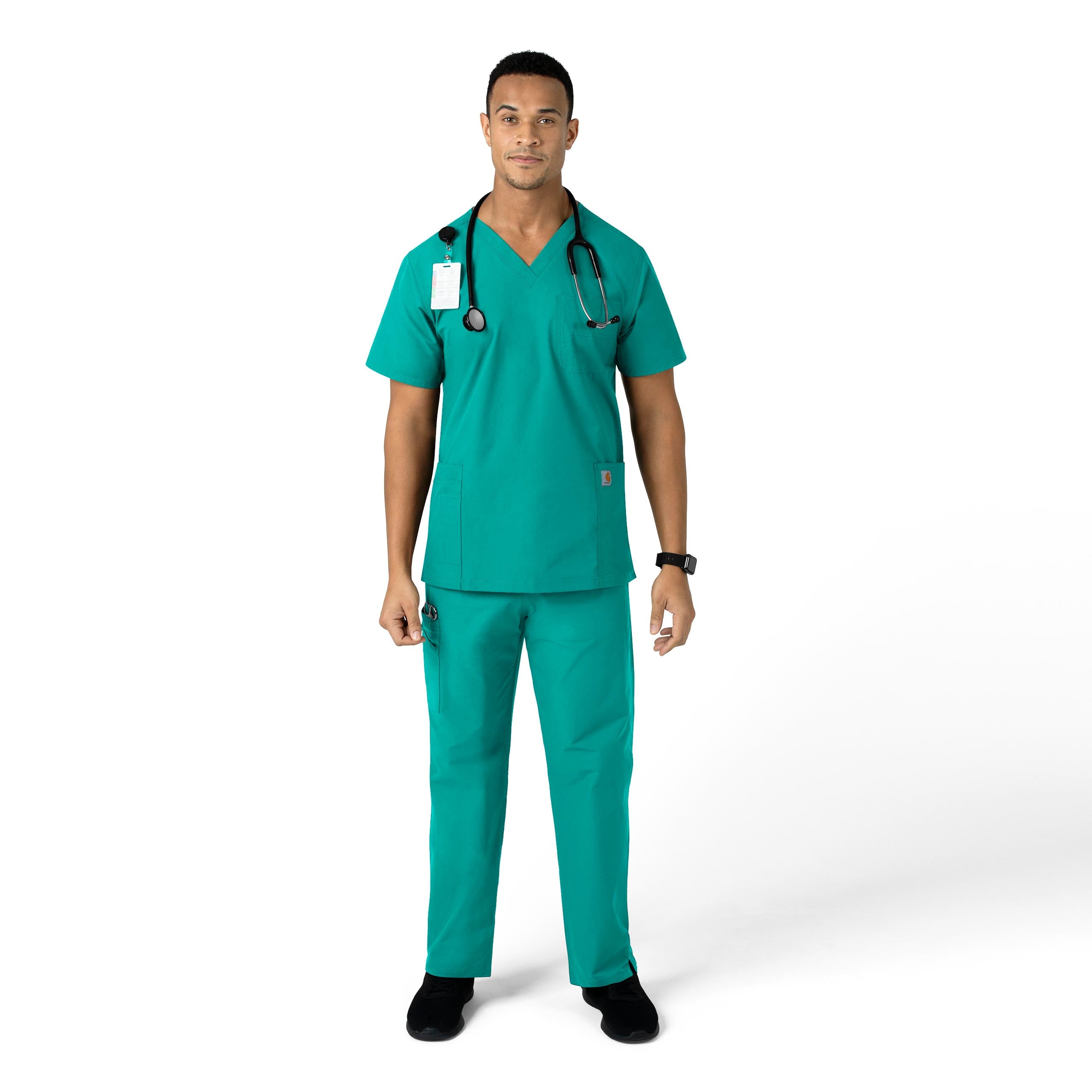Force Essentials C55013 Unisex Elastic Waist Cargo Scrub Pants Teal Blue