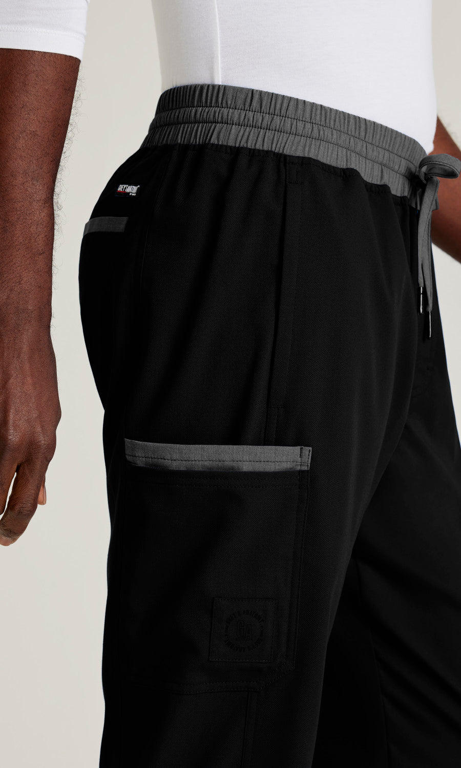 Grey's Anatomy Spandex Stretch GRSP641 Nathan Scrub Pants Black