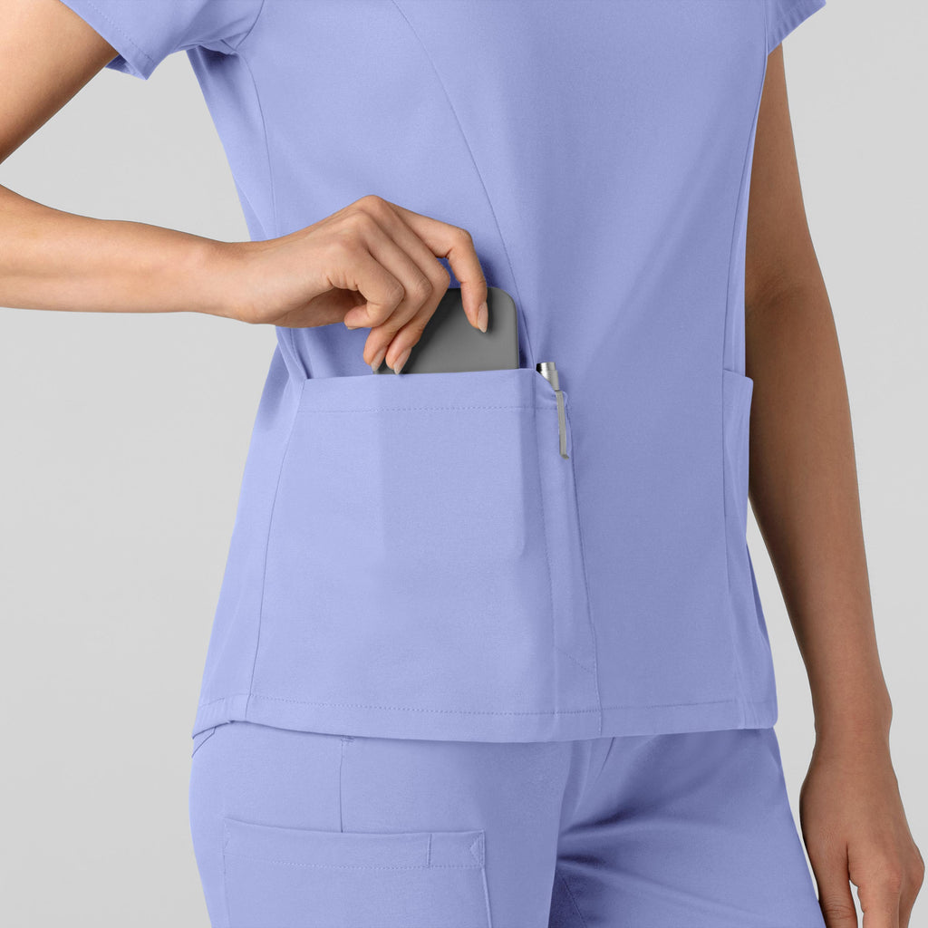 Boundless 6251 2-Pocket V-Neck Scrub Top Ceil Blue