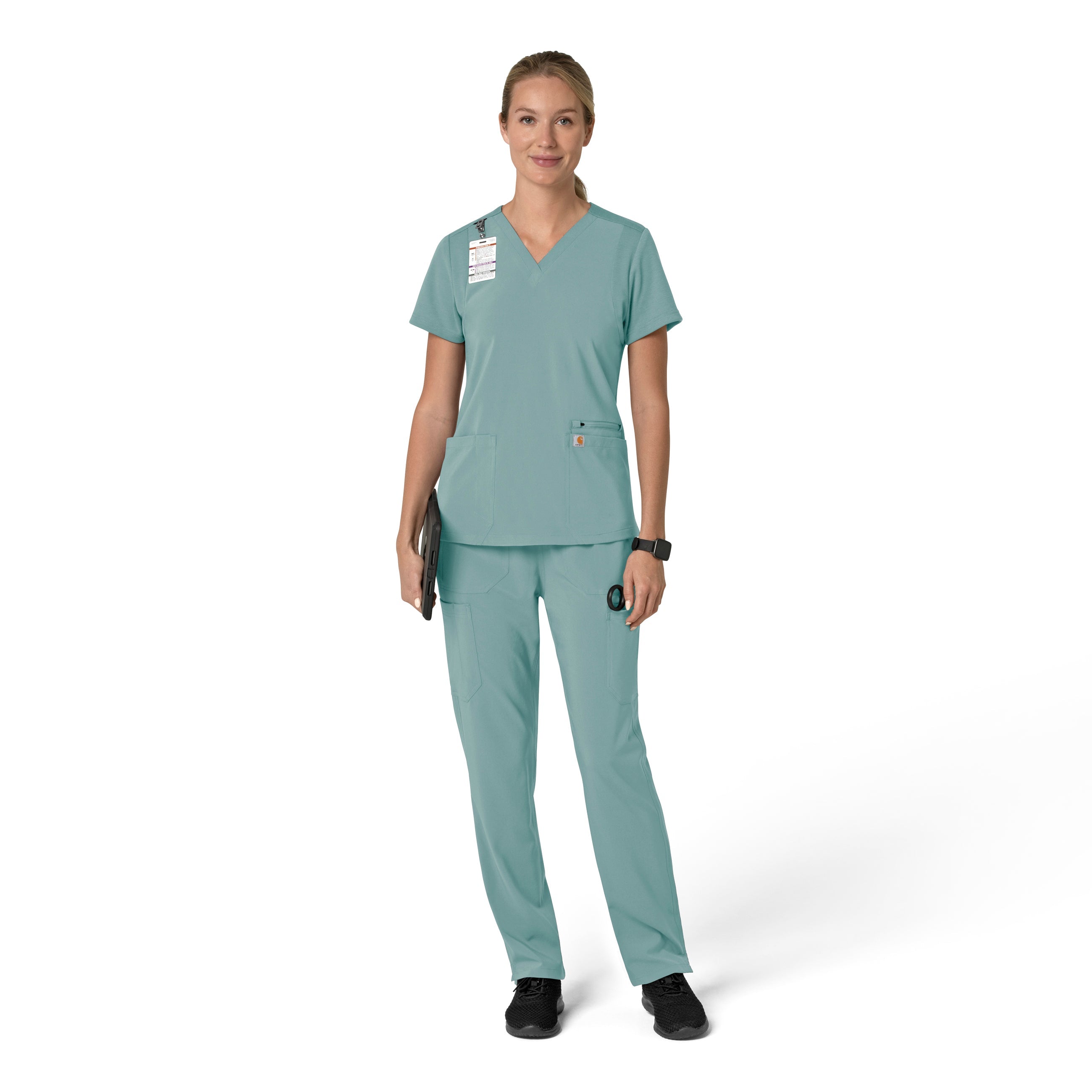Force Cross-Flex C13210 Flex Panel V-Neck Scrub Top Summer Blue