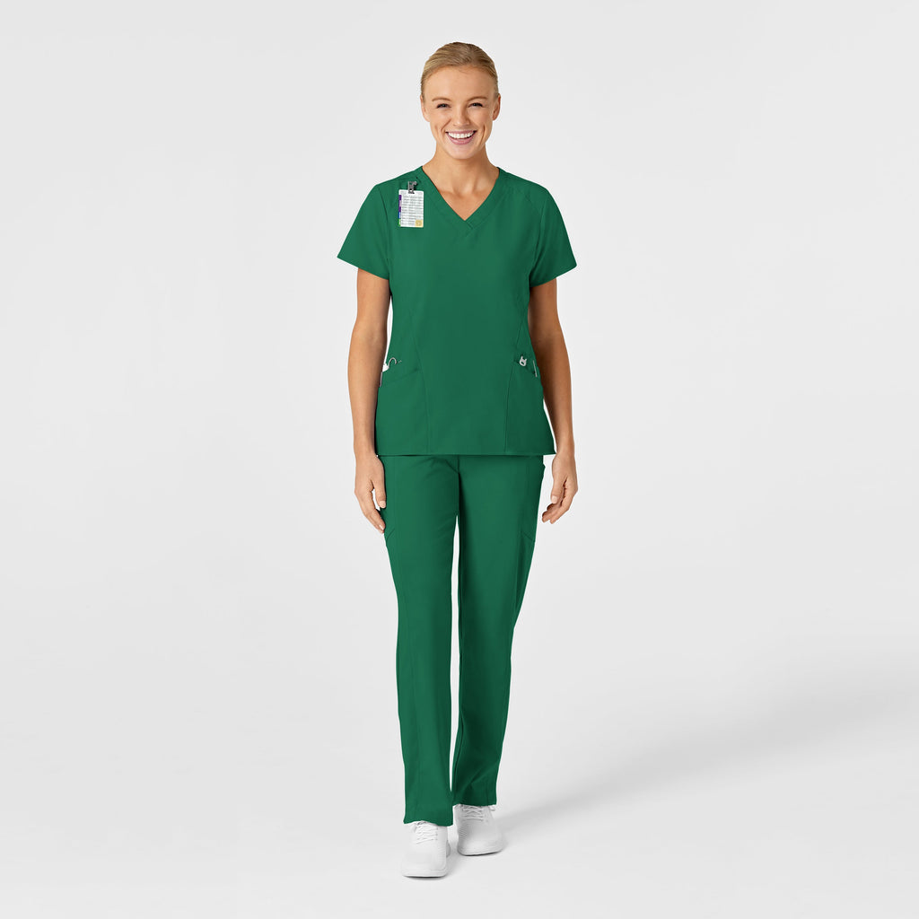 W123 6155 Stylized V-Neck Scrub Top Hunter