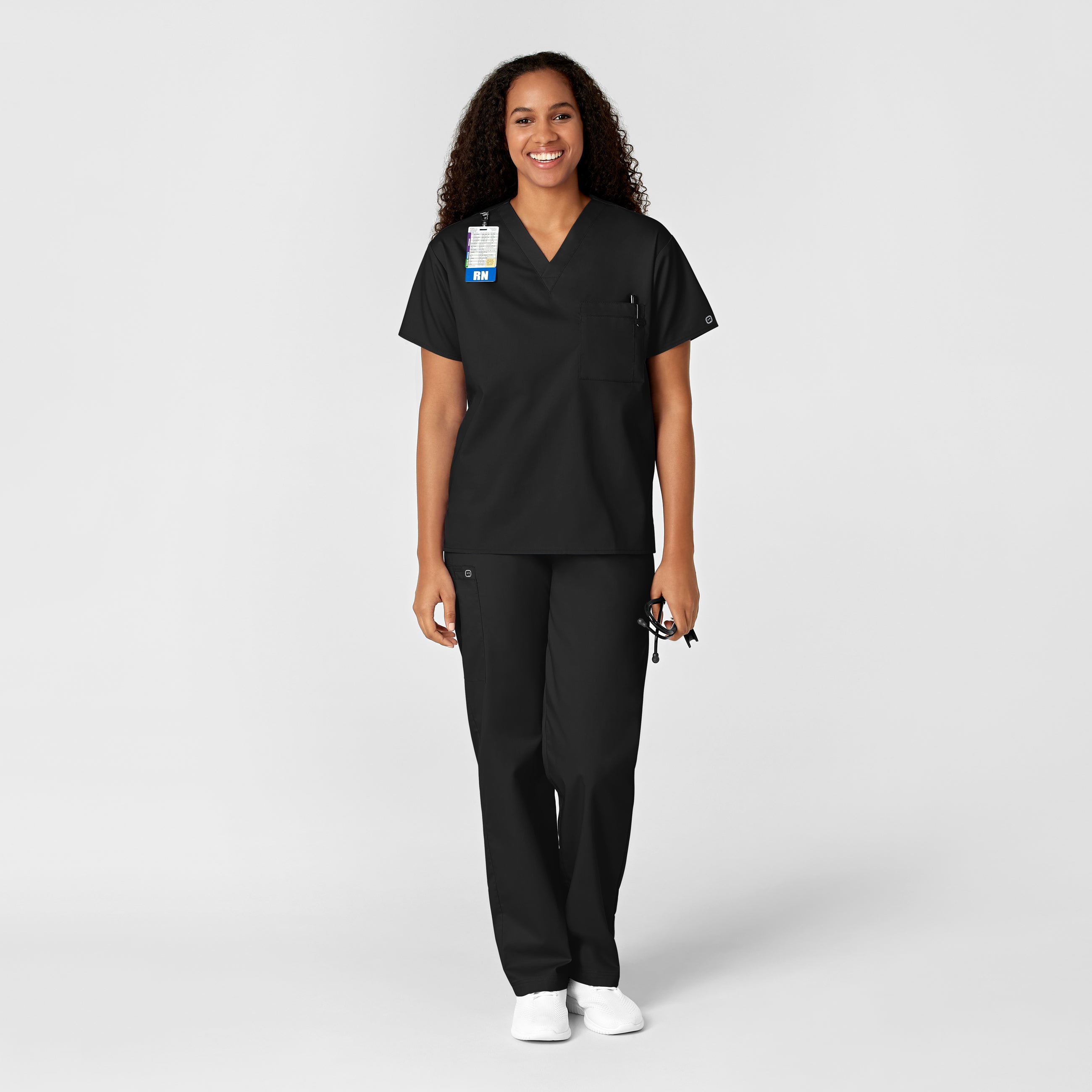 WonderWORK 100 Unisex V-Neck Scrub Top Black