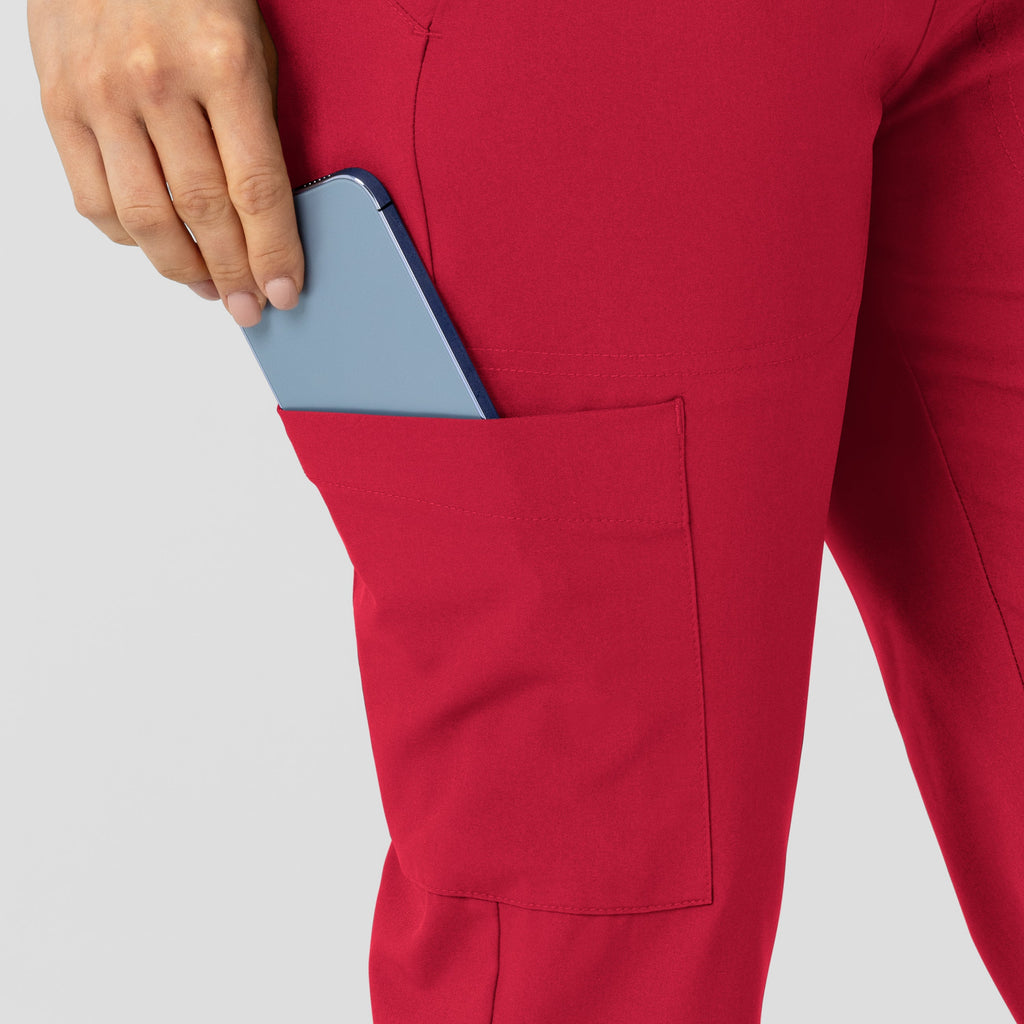 W123 5045 Flex-n-Reach Track Scrub Pants Red