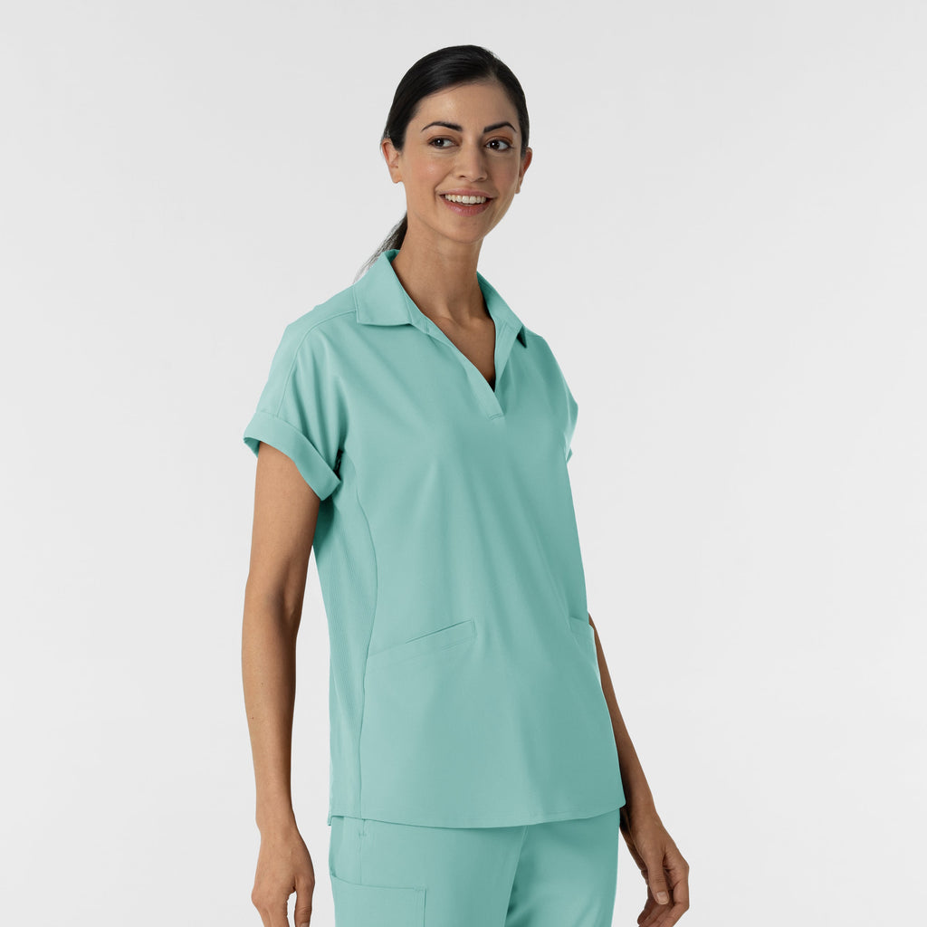 RENEW 6934 Women’s Flex-n-Reach Collared Scrub Top Turquoise