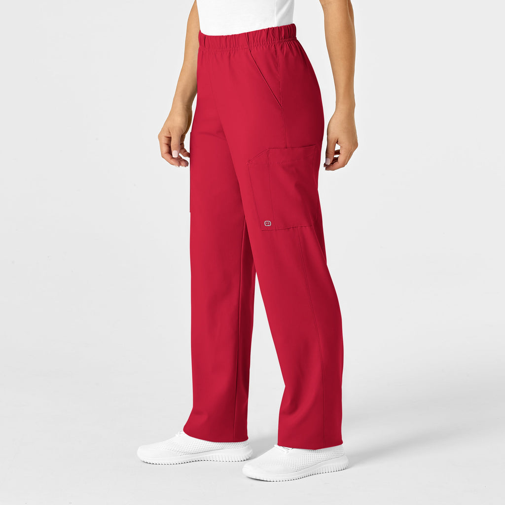 W123 5855 Unisex Multi-Cargo Scrub Pants Red