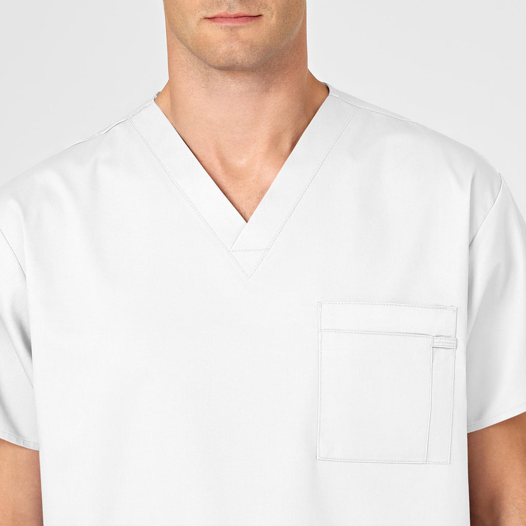 WonderWORK 100 Unisex V-Neck Scrub Top White