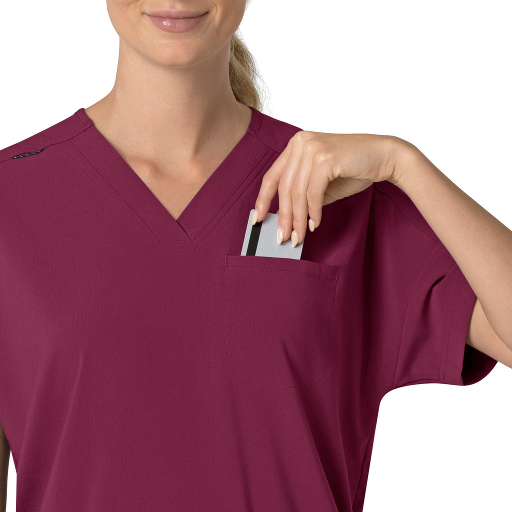 Force Cross-Flex C13110 Oversized V-Neck Scrub Top Wine
