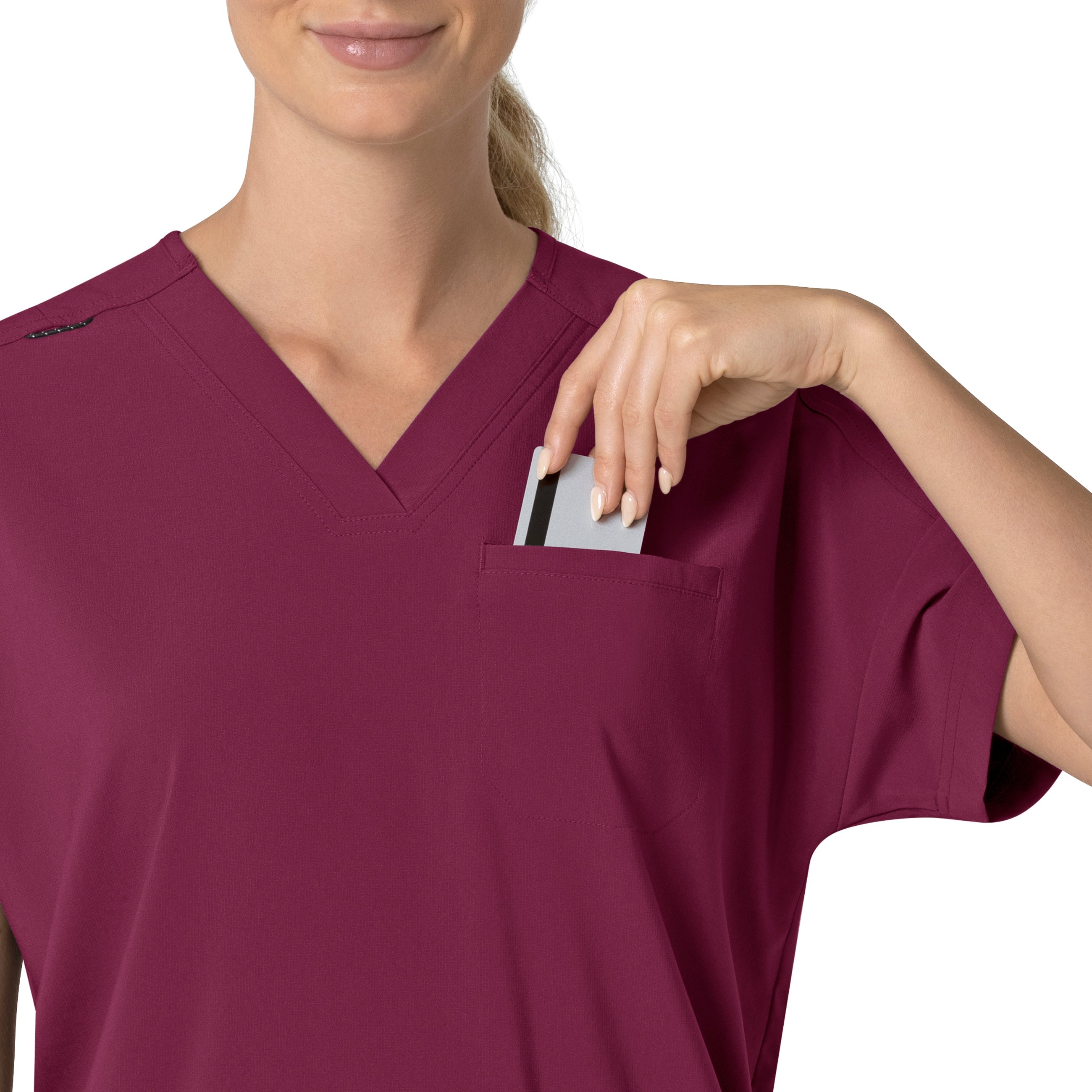 Force Cross-Flex C13110 Oversized V-Neck Scrub Top Wine