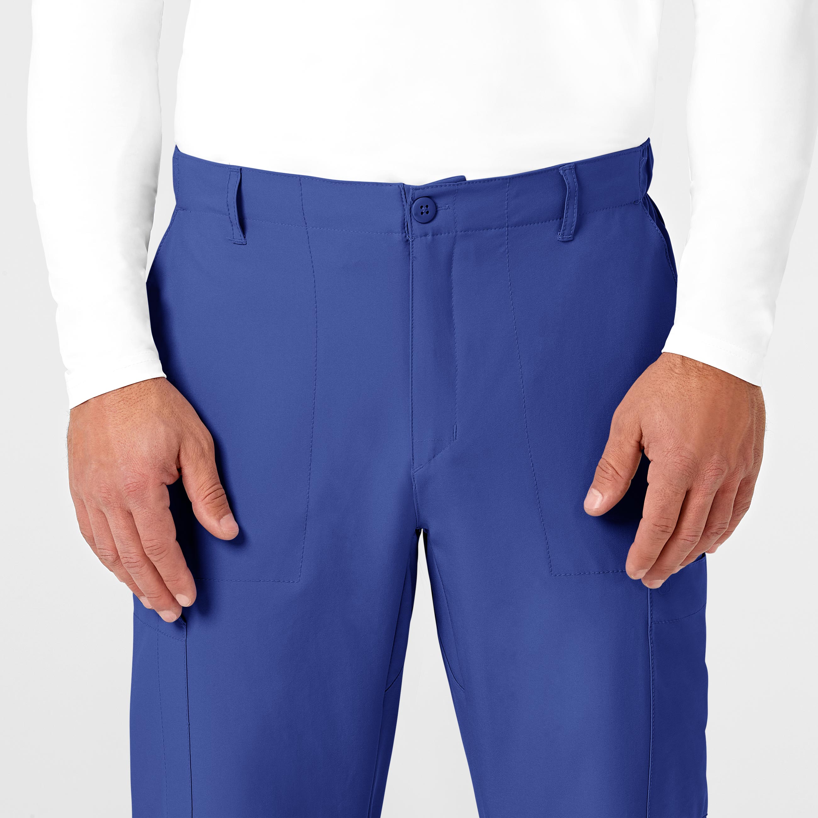 W123 5355 Men's Flat Front Cargo Scrub Pants Galaxy Blue