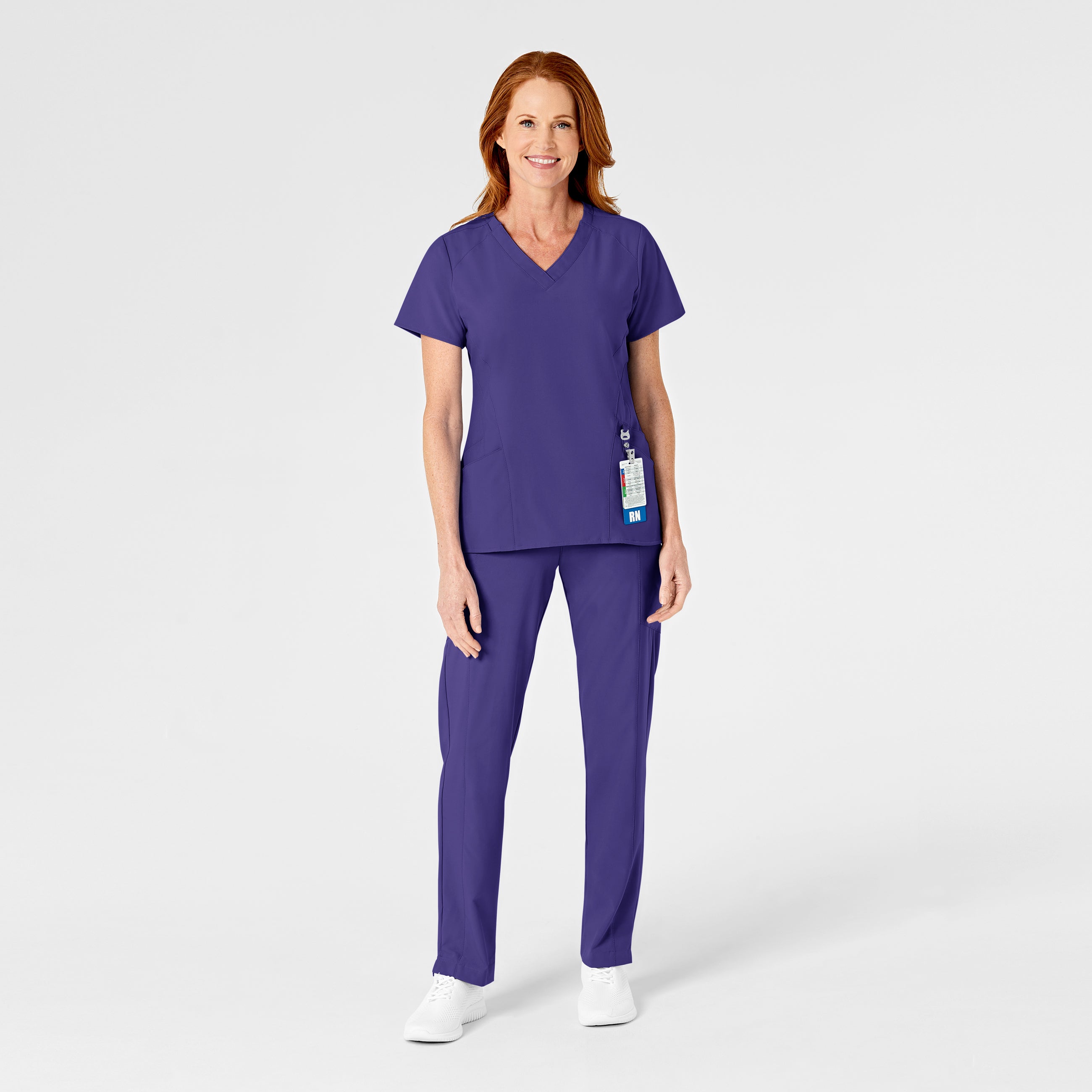 W123 5155 Flat Front Cargo Scrub Pants Grape