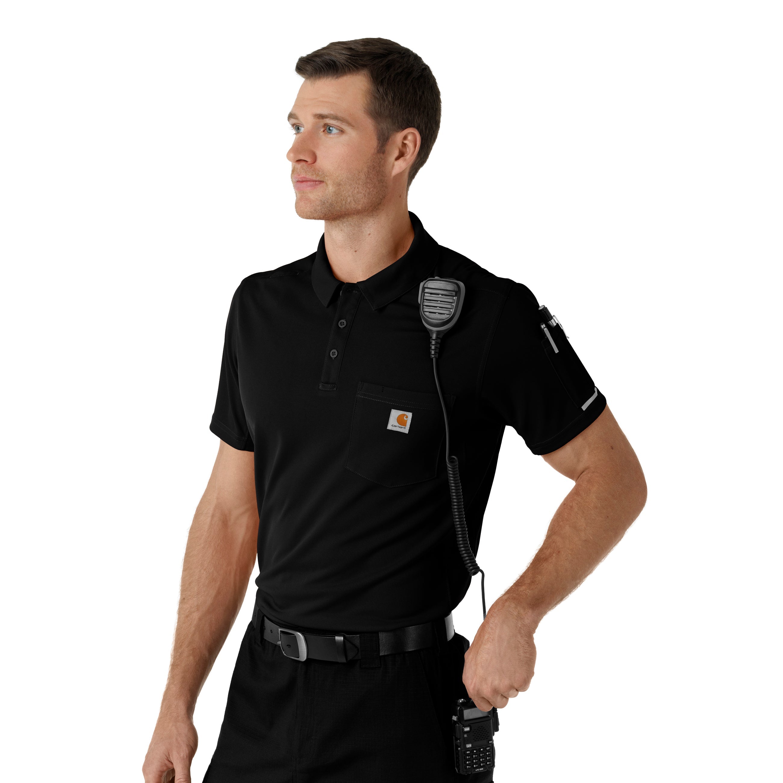 Rugged Flex C16119 Men's Lightweight Short Sleeve Polo Scrub Top Black