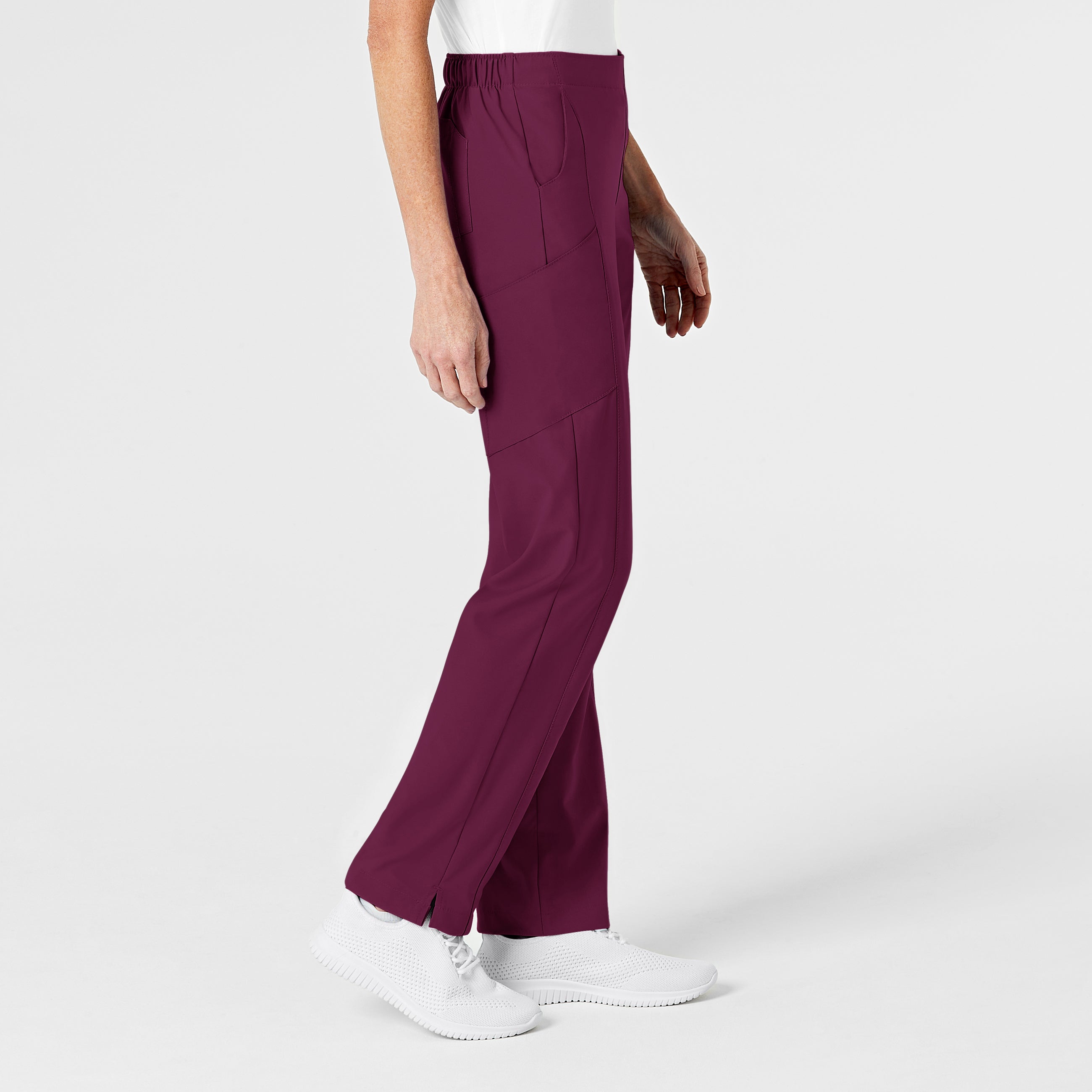 W123 5155 Flat Front Cargo Scrub Pants Wine