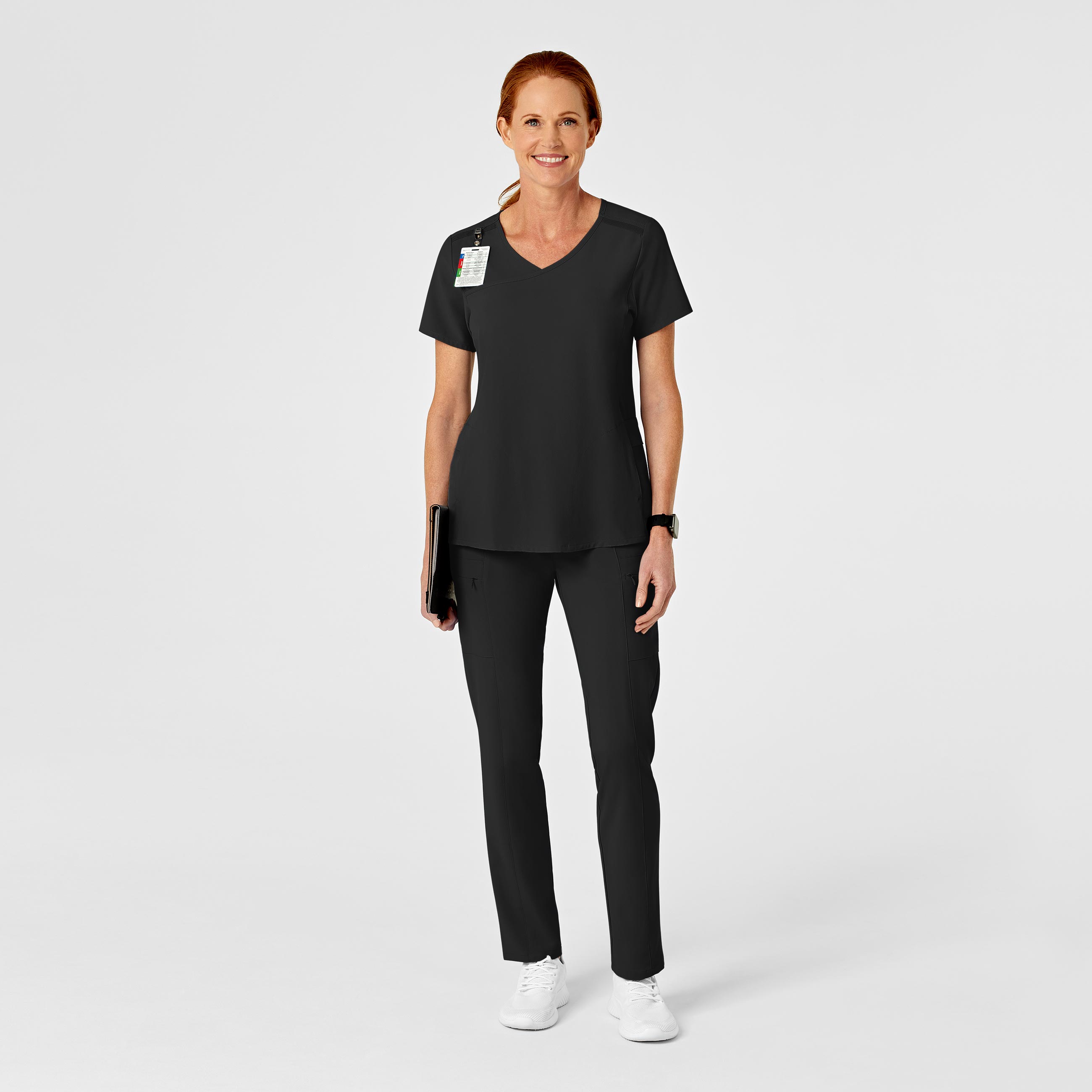 RENEW 5334 High Waist Slim Leg Scrub Pants Black