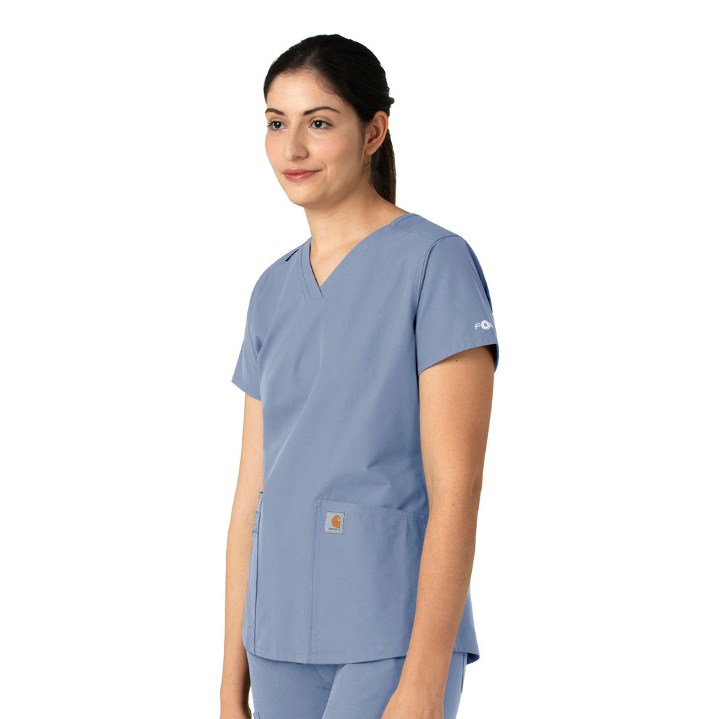 Force Essentials C12113 V-Neck Scrub Top Ceil Blue