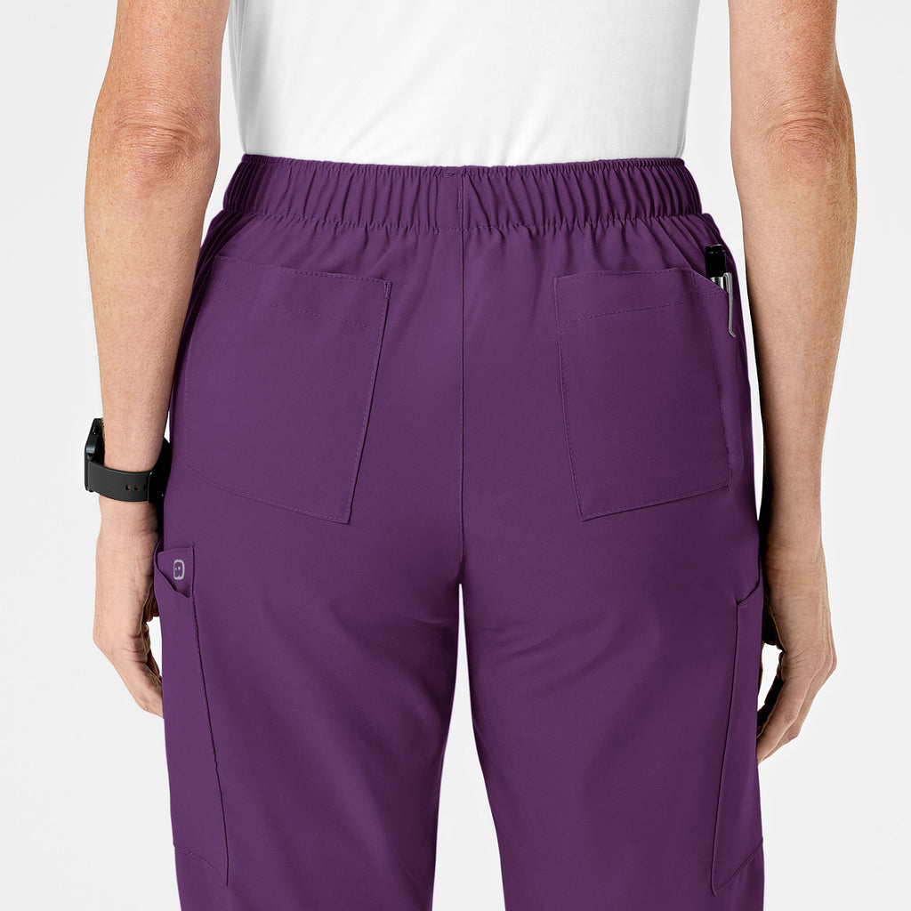 W123 5155 Flat Front Cargo Scrub Pants Eggplant