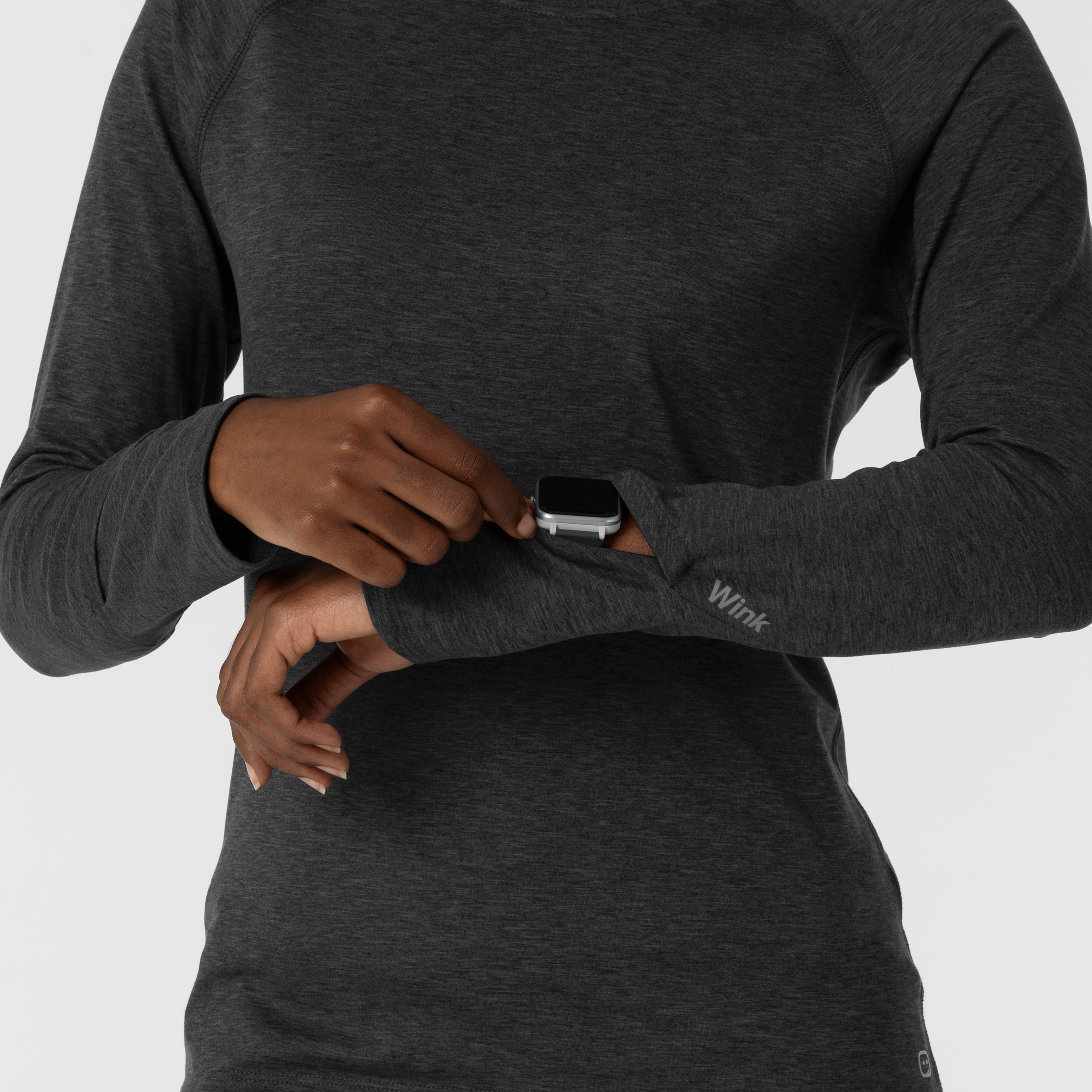 Layers 2139 Watch Window Long Sleeve Underscrub Top Pewter Heather