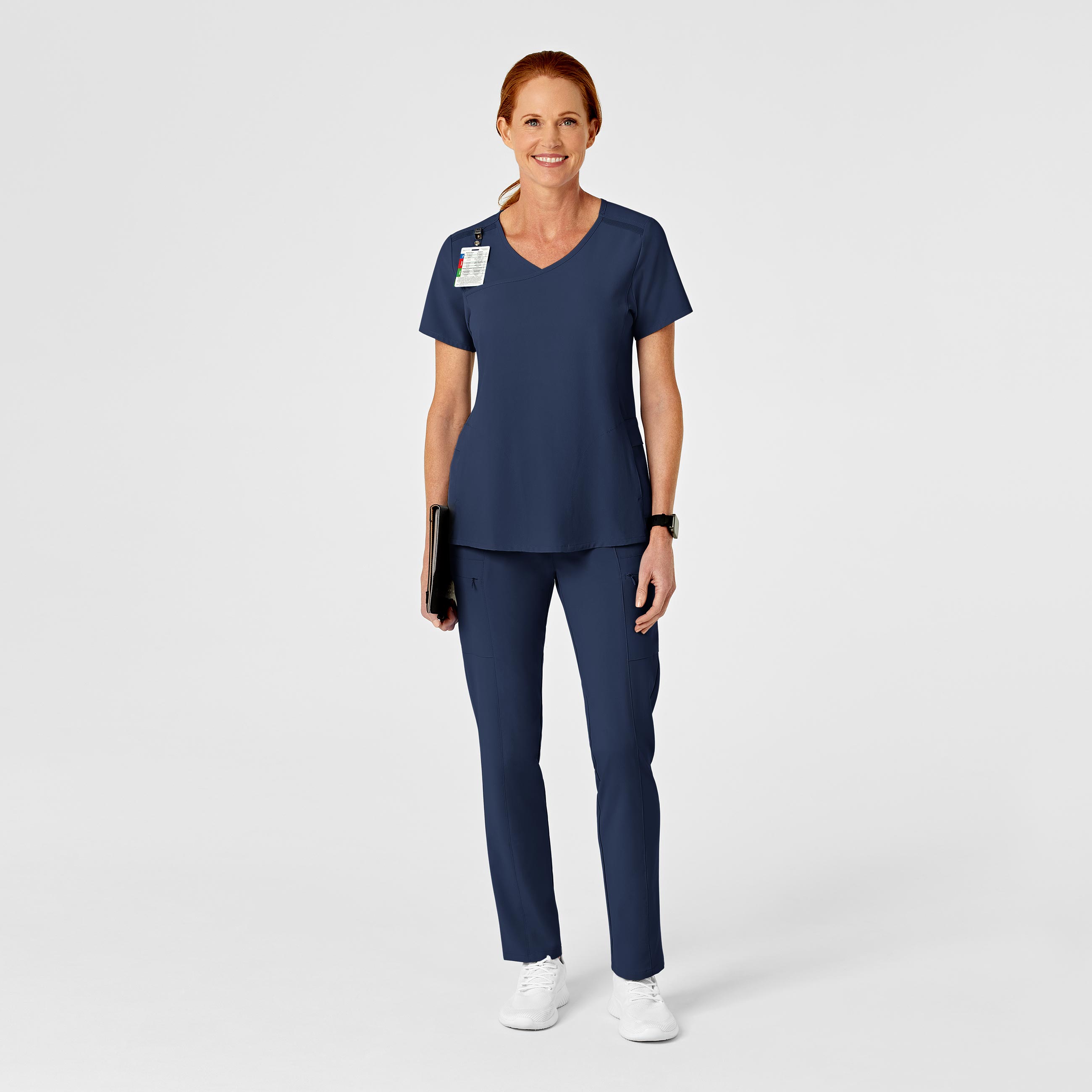 RENEW 5334 High Waist Slim Leg Scrub Pants Navy