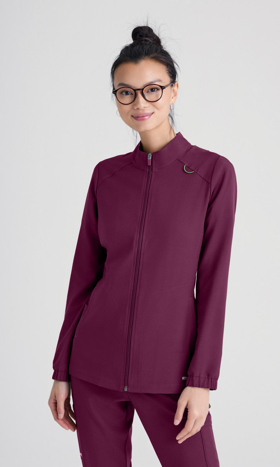 Grey's Anatomy Evolve GSSW886 Virtue Scrub Jacket Wine