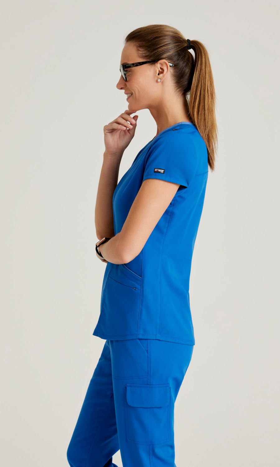 Grey's Anatomy Spandex Stretch GRST194 Meredith Scrub Top New Royal