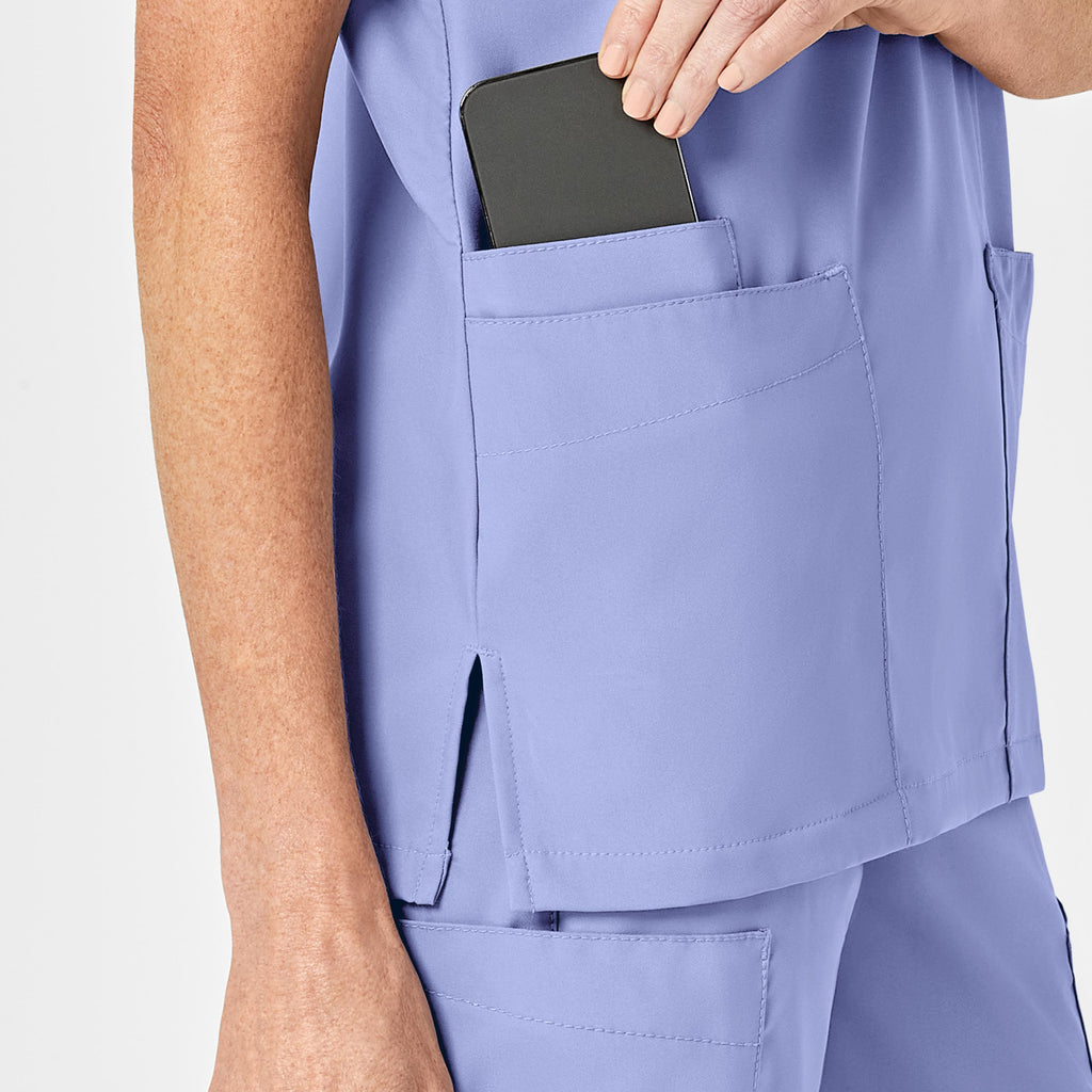 W123 6855 Unisex 4 Pocket Utility Scrub Top Ceil Blue