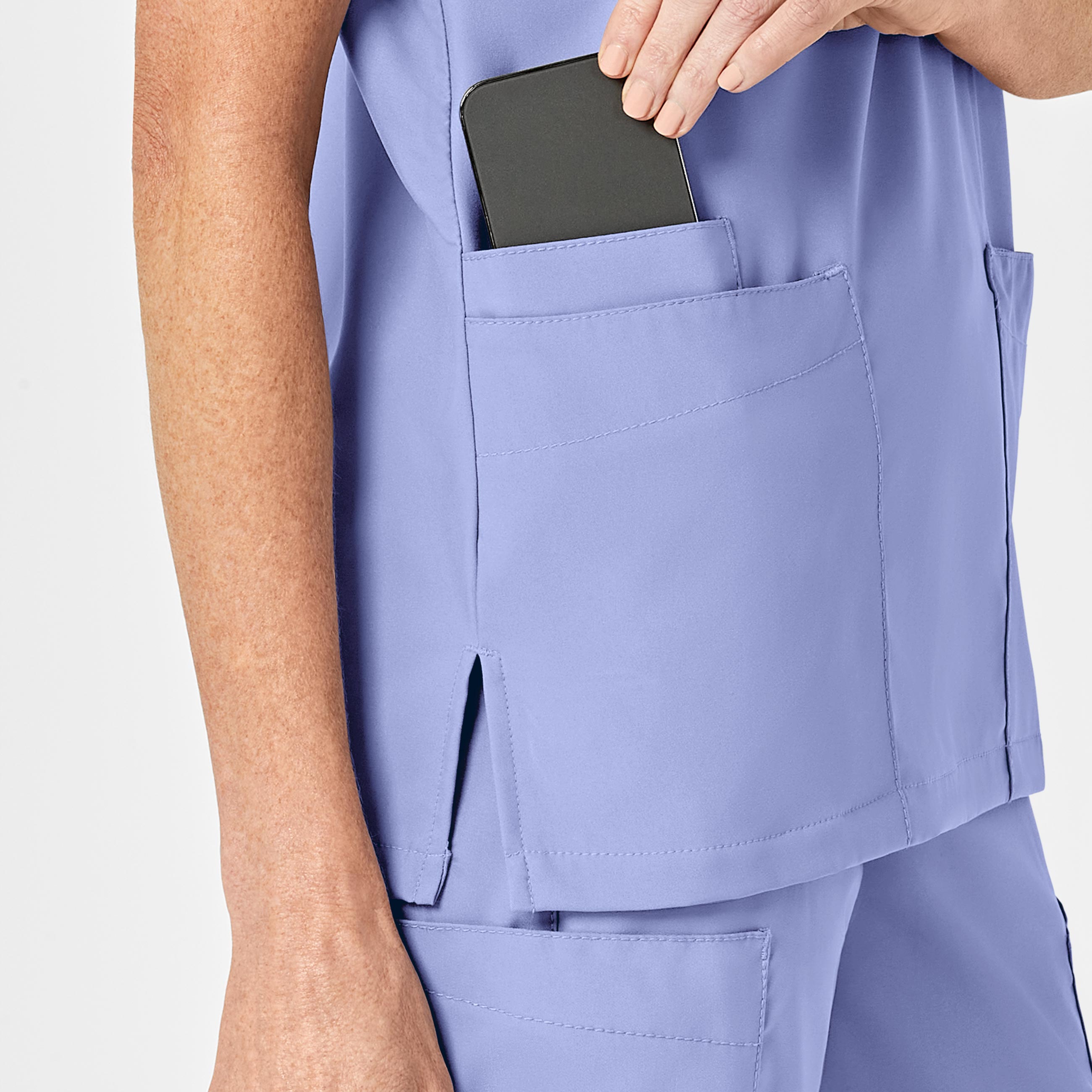 W123 6855 Unisex 4 Pocket Utility Scrub Top Ceil Blue
