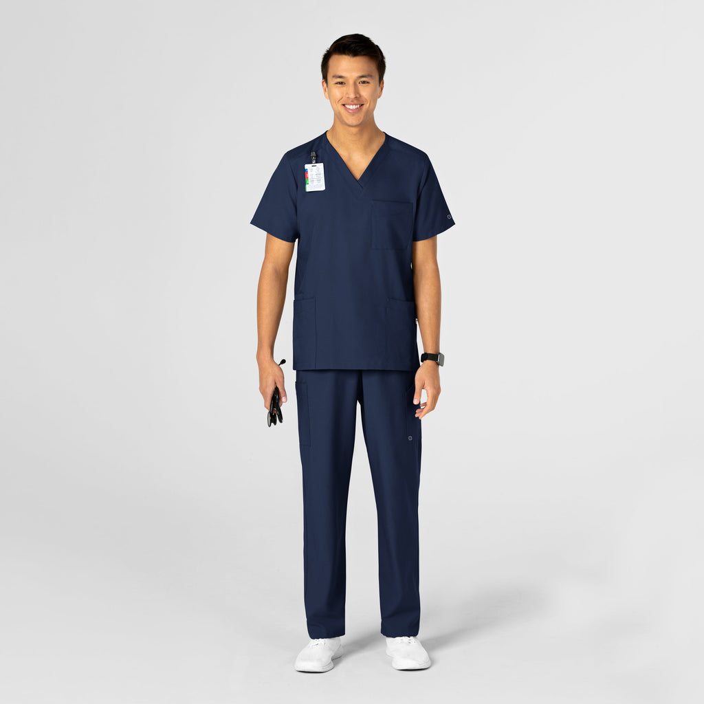 W123 6855 Unisex 4 Pocket Utility Scrub Top Navy
