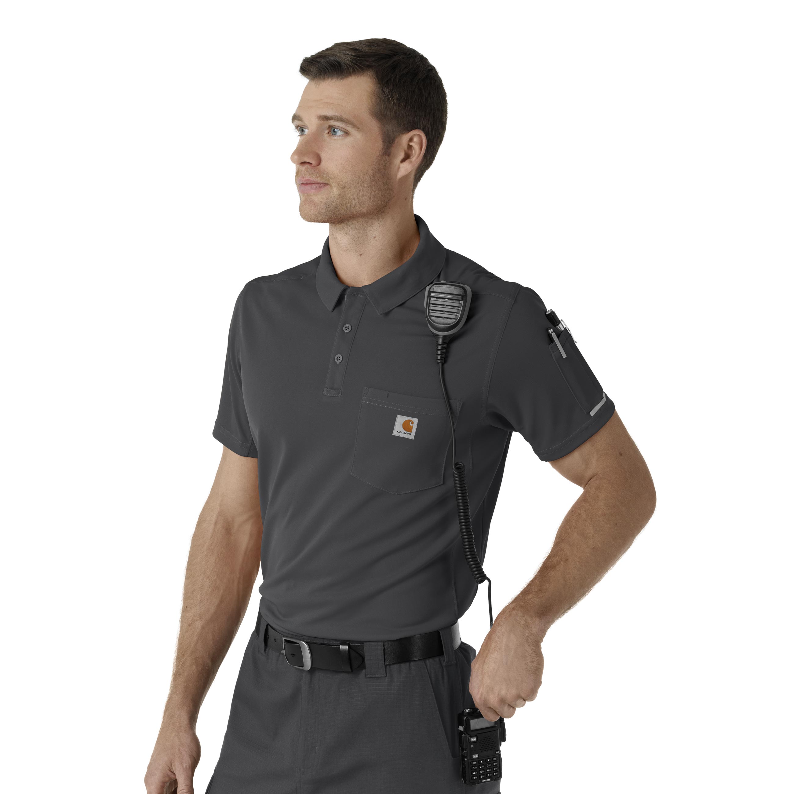 Rugged Flex C16119 Men's Lightweight Short Sleeve Polo Scrub Top Pewter