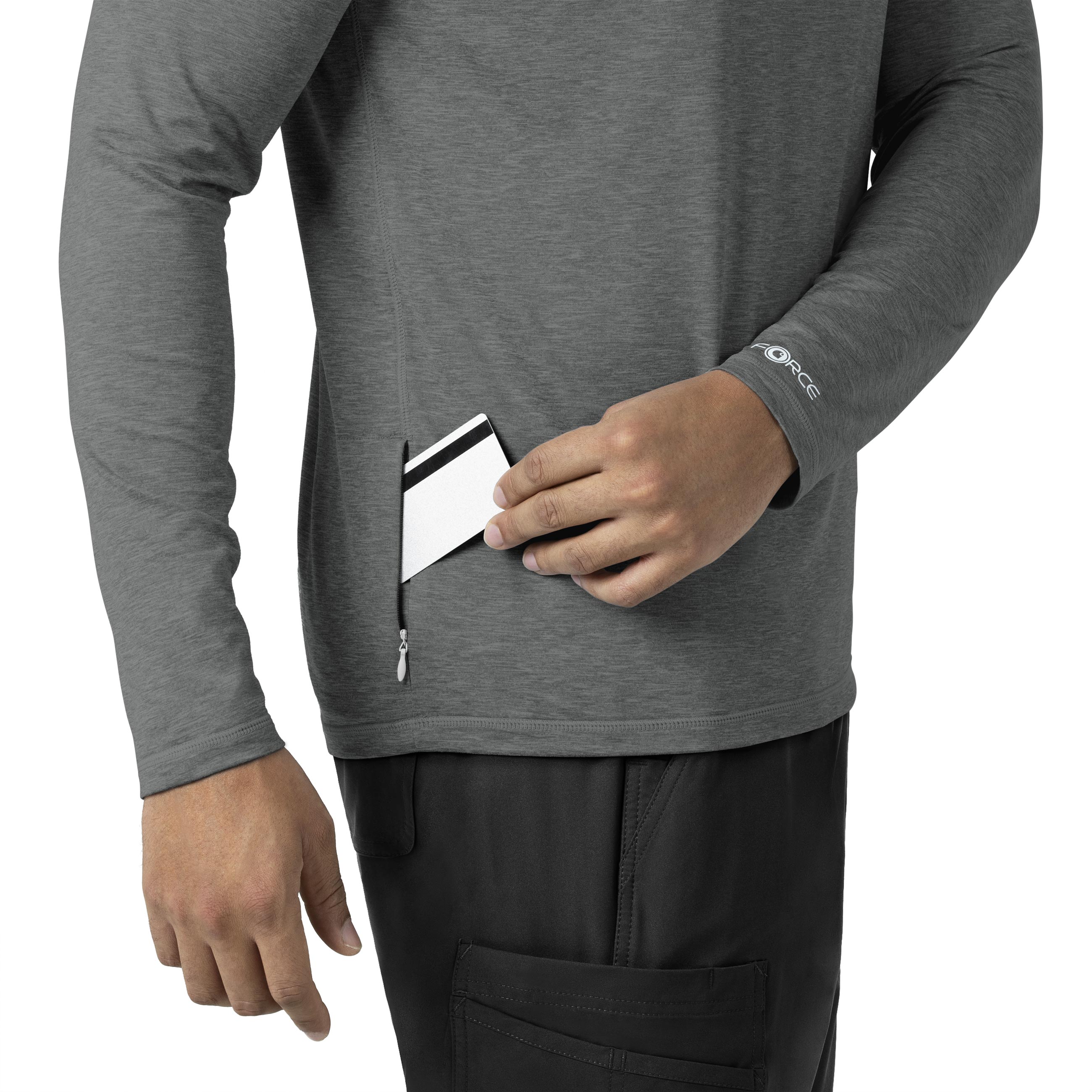 Force Sub-Scrubs C32009 Men's Performance Long Sleeve Tee Pewter Heather