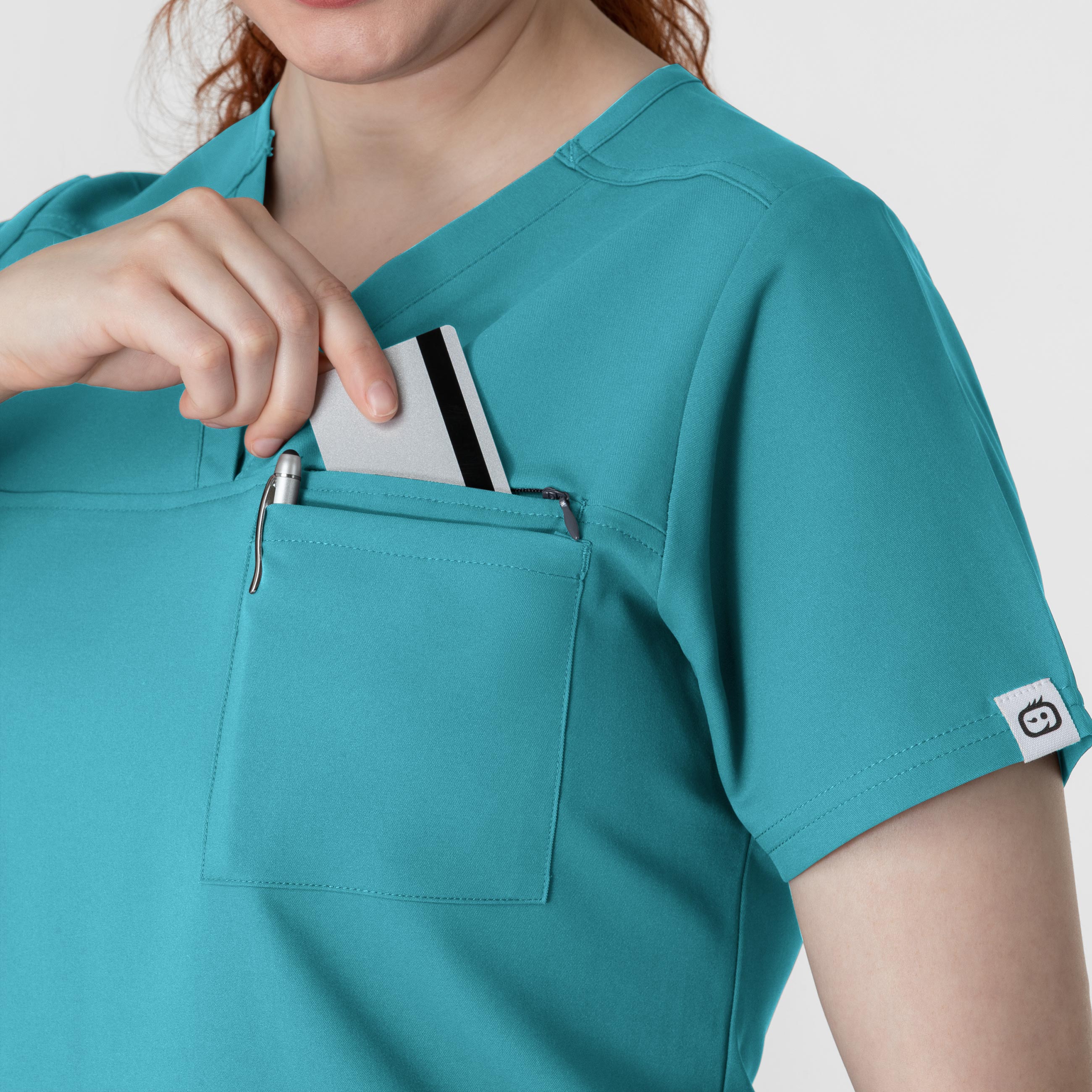 Thrive 6222 V-Neck Tuck-In Scrub Top Teal Blue