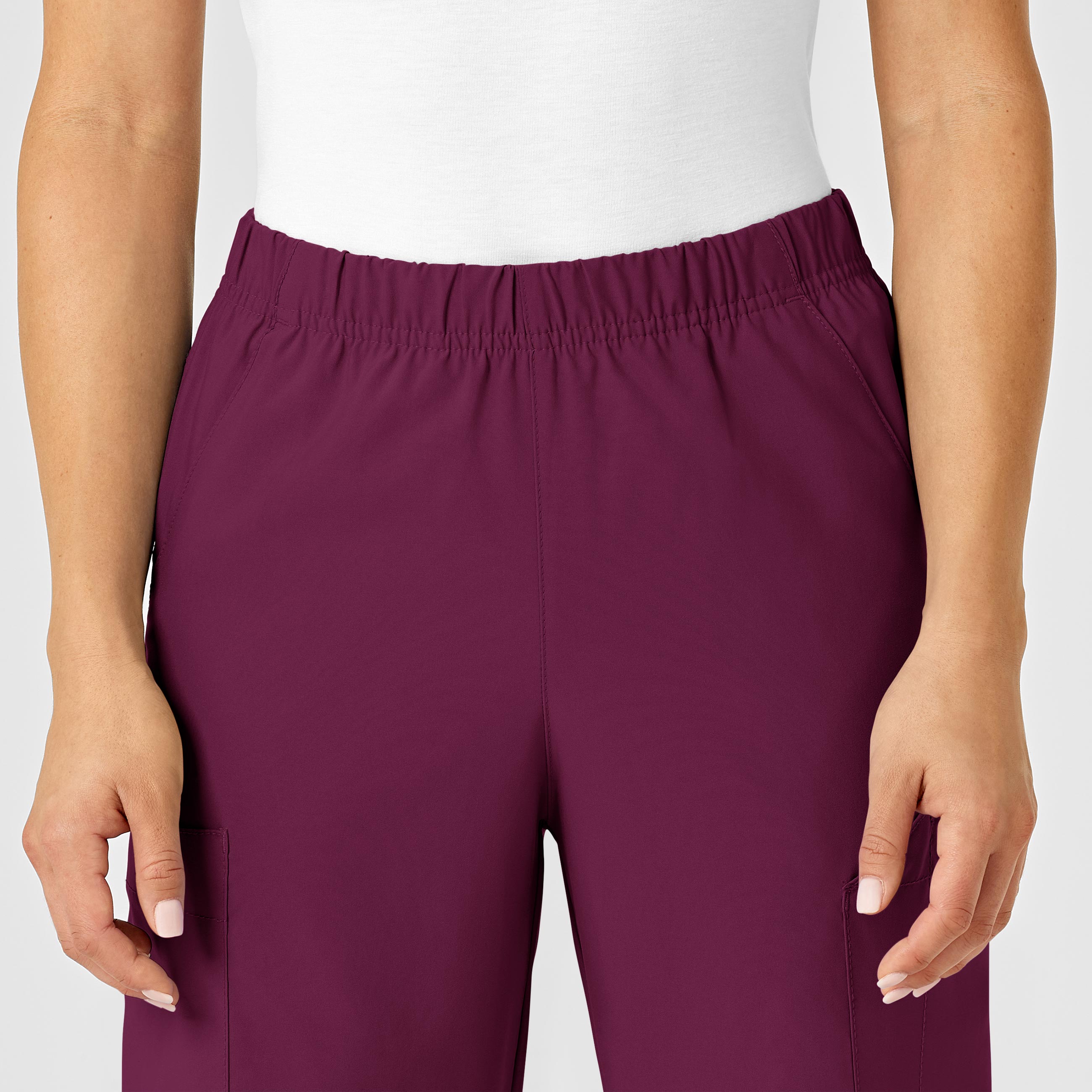 W123 5855 Unisex Multi-Cargo Scrub Pants Wine