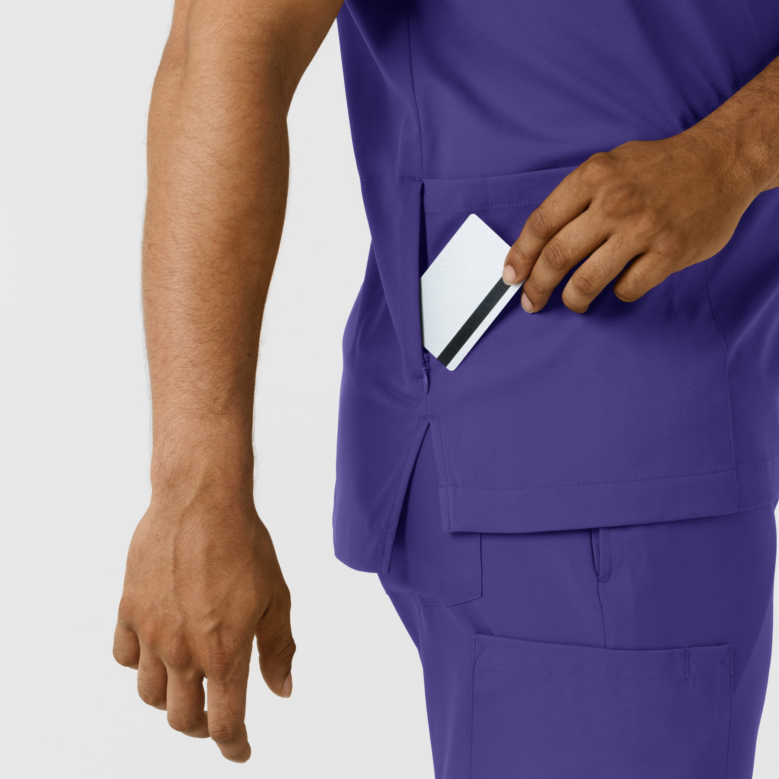 Boundless 6351 Men's Multi Pocket V-Neck Scrub Top Grape