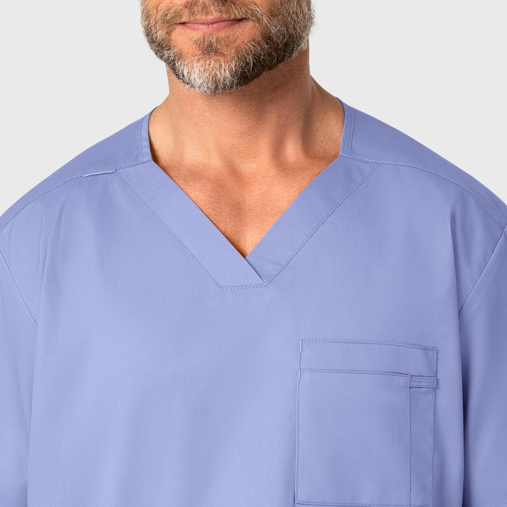 WonderWORK 103 Men's V-Neck Scrub Top Ceil Blue