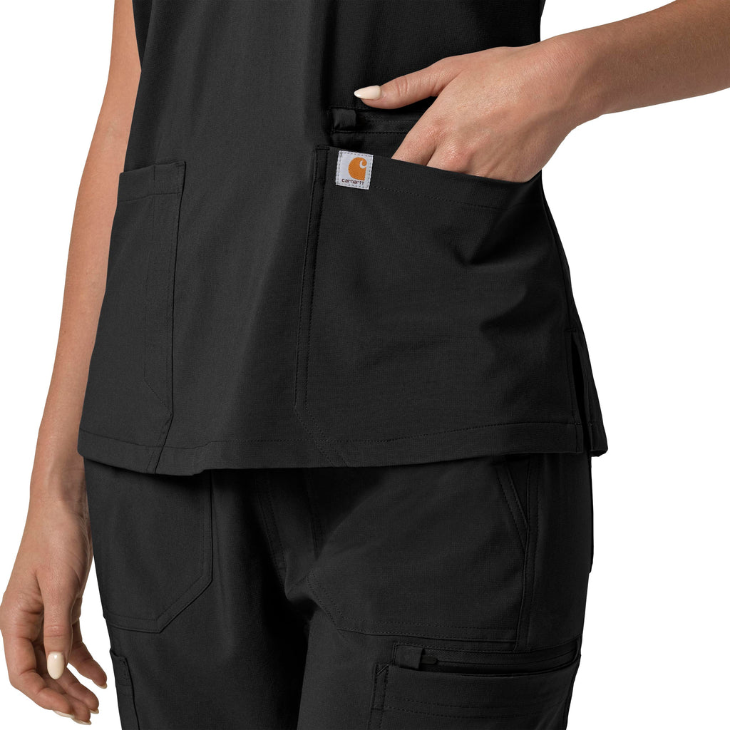 Force Cross-Flex C13210 Flex Panel V-Neck Scrub Top Black