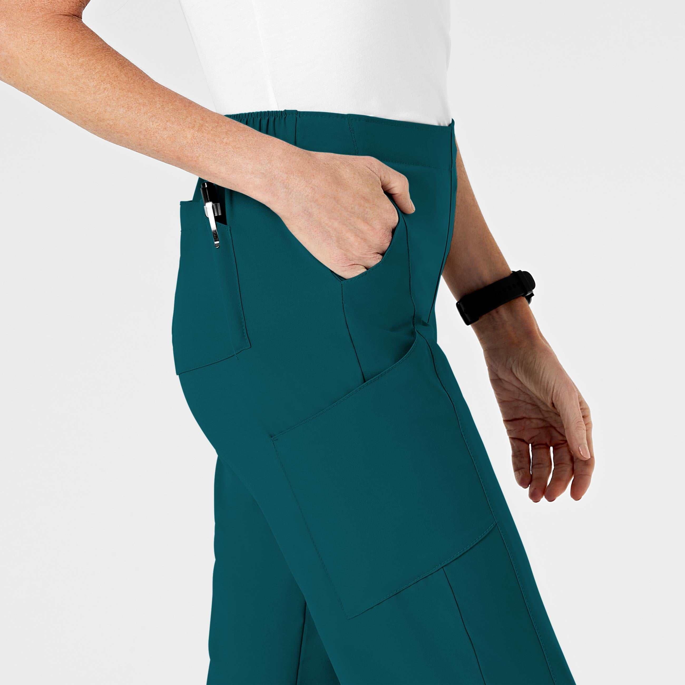 W123 5155 Flat Front Cargo Scrub Pants Caribbean Blue