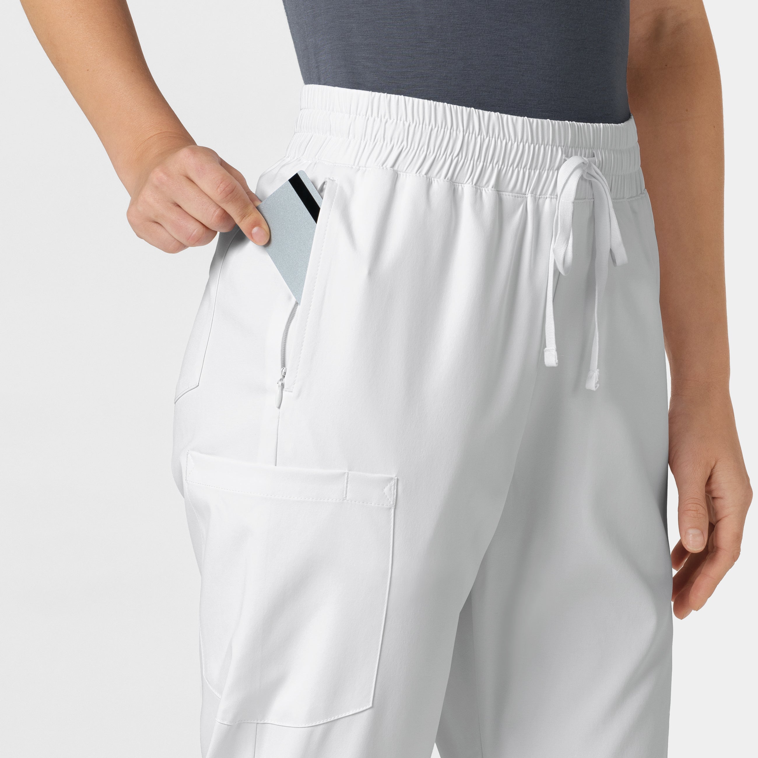 Boundless 5251 Bootcut Scrub Pants White