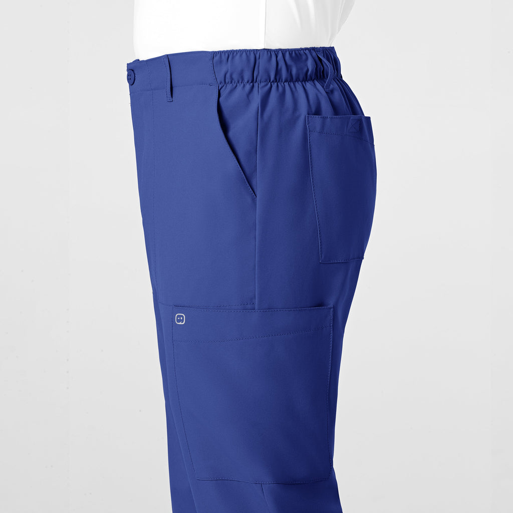 W123 5355 Men's Flat Front Cargo Scrub Pants Galaxy Blue