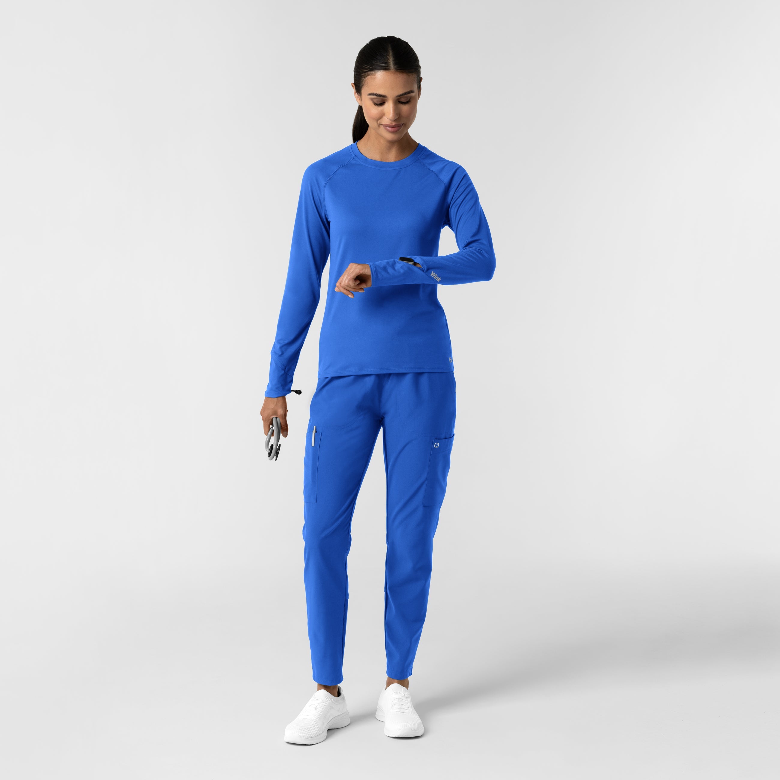 Layers 2139 Women's Watch Window Long Sleeve Underscrub Top Royal