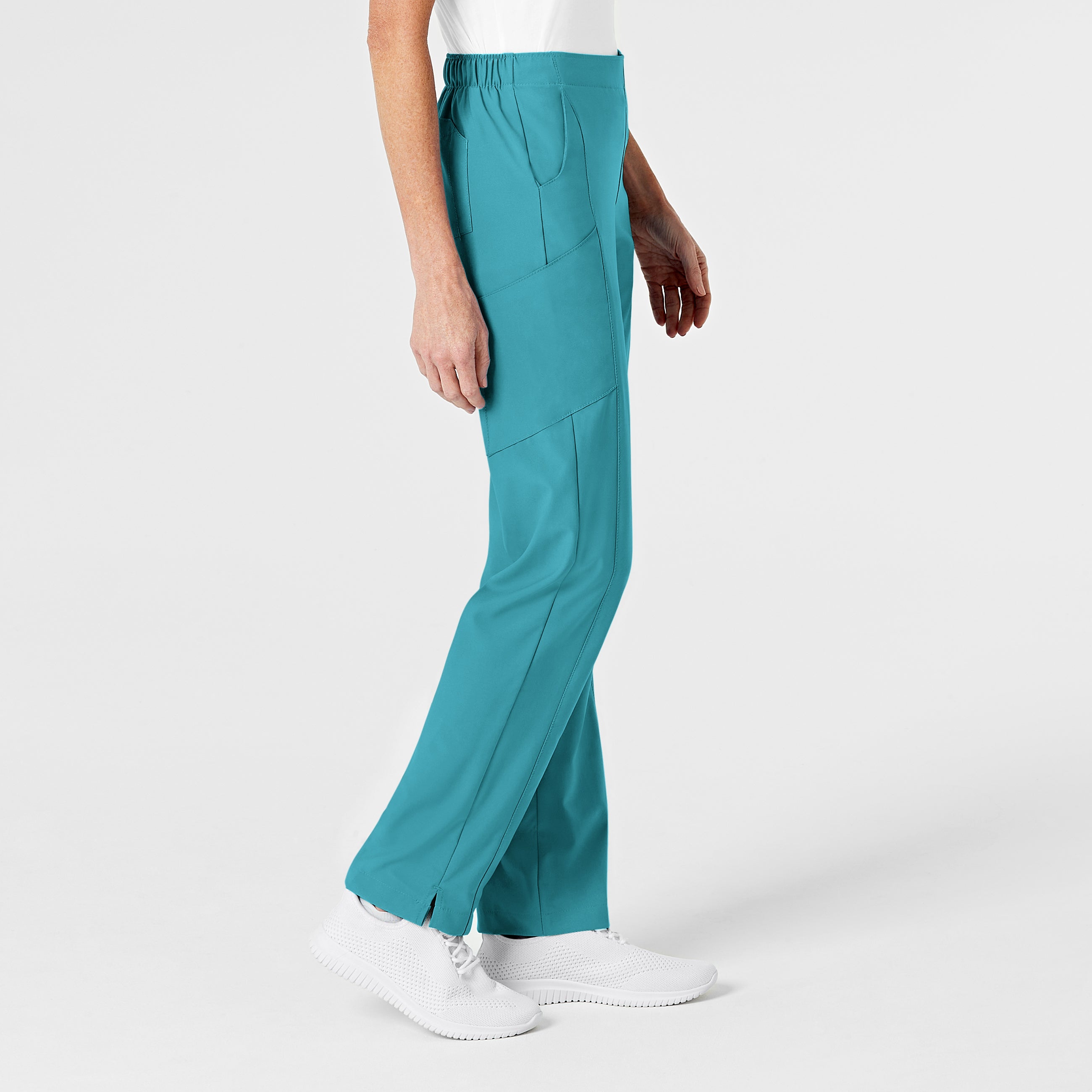 W123 5155 Flat Front Cargo Scrub Pants Teal Blue
