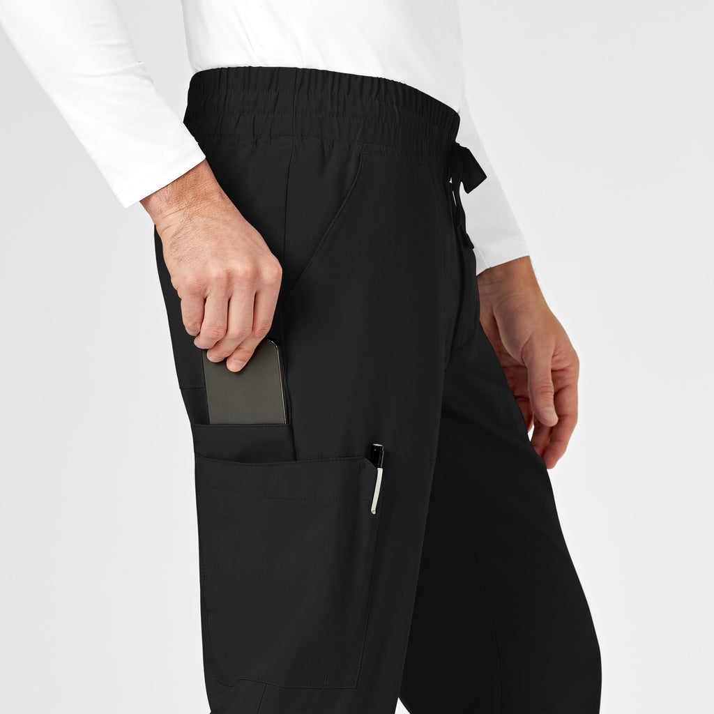 W123 5655 Men's Cargo Jogger Scrub Pants Black