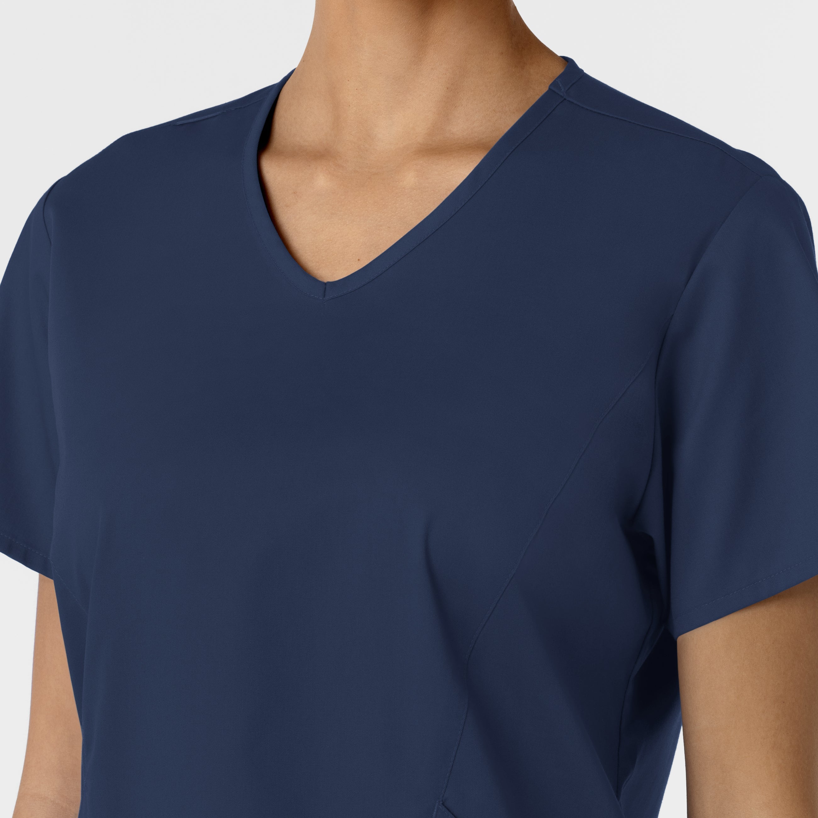 WonderWORK 106 Curved V-Neck Scrub Top Navy