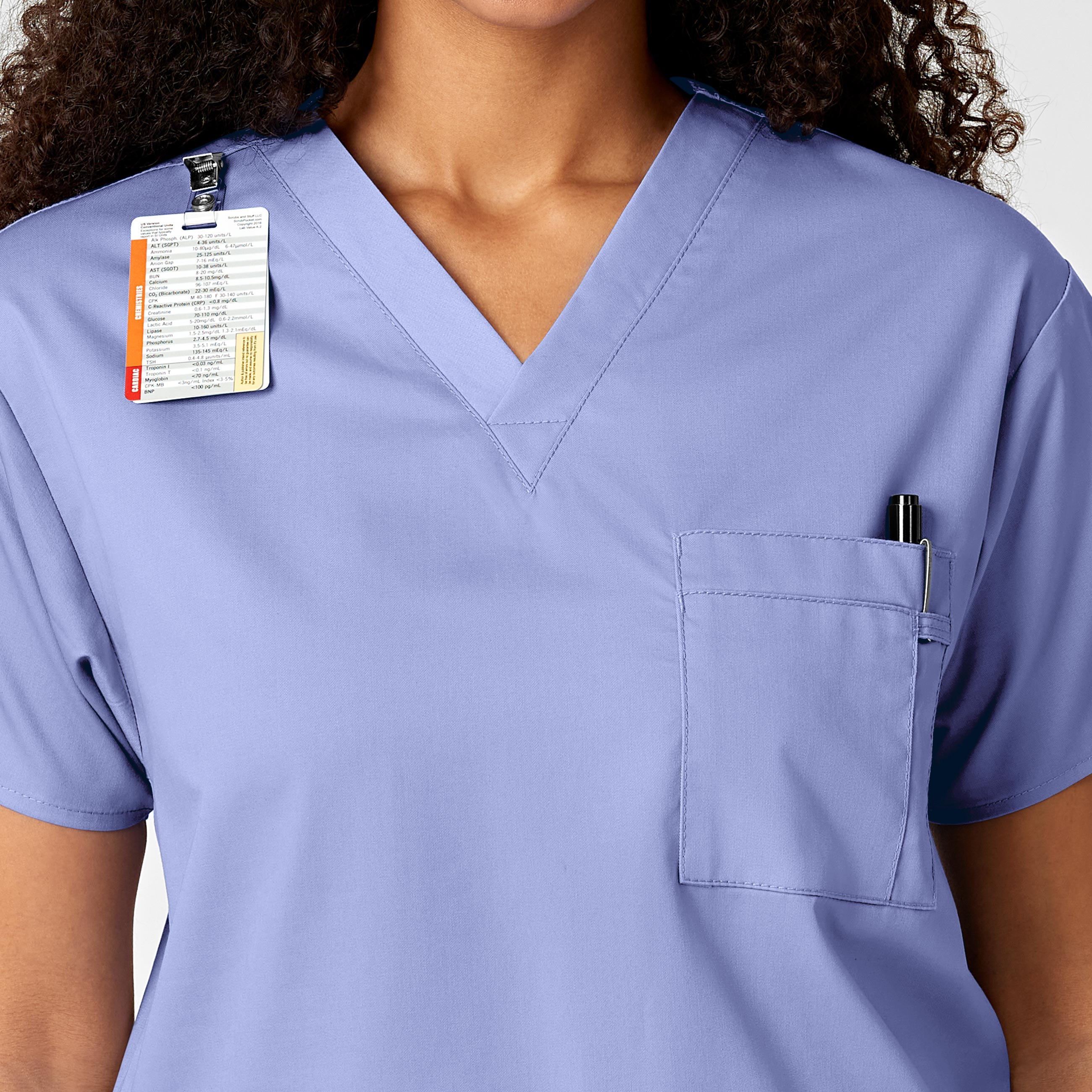 WonderWORK 100 Unisex V-Neck Scrub Top Ceil Blue