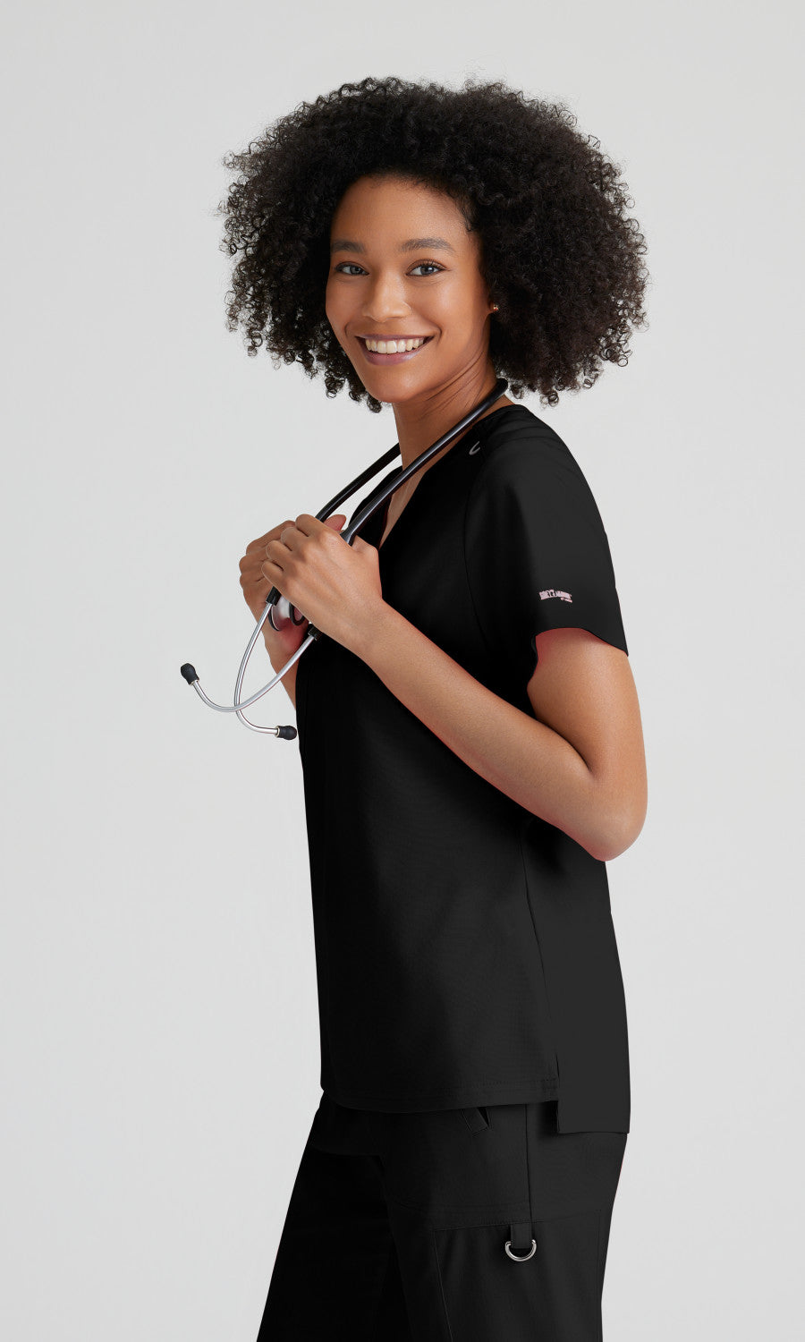 Grey's Anatomy Stretch GVST028 Bree Scrub Top Black