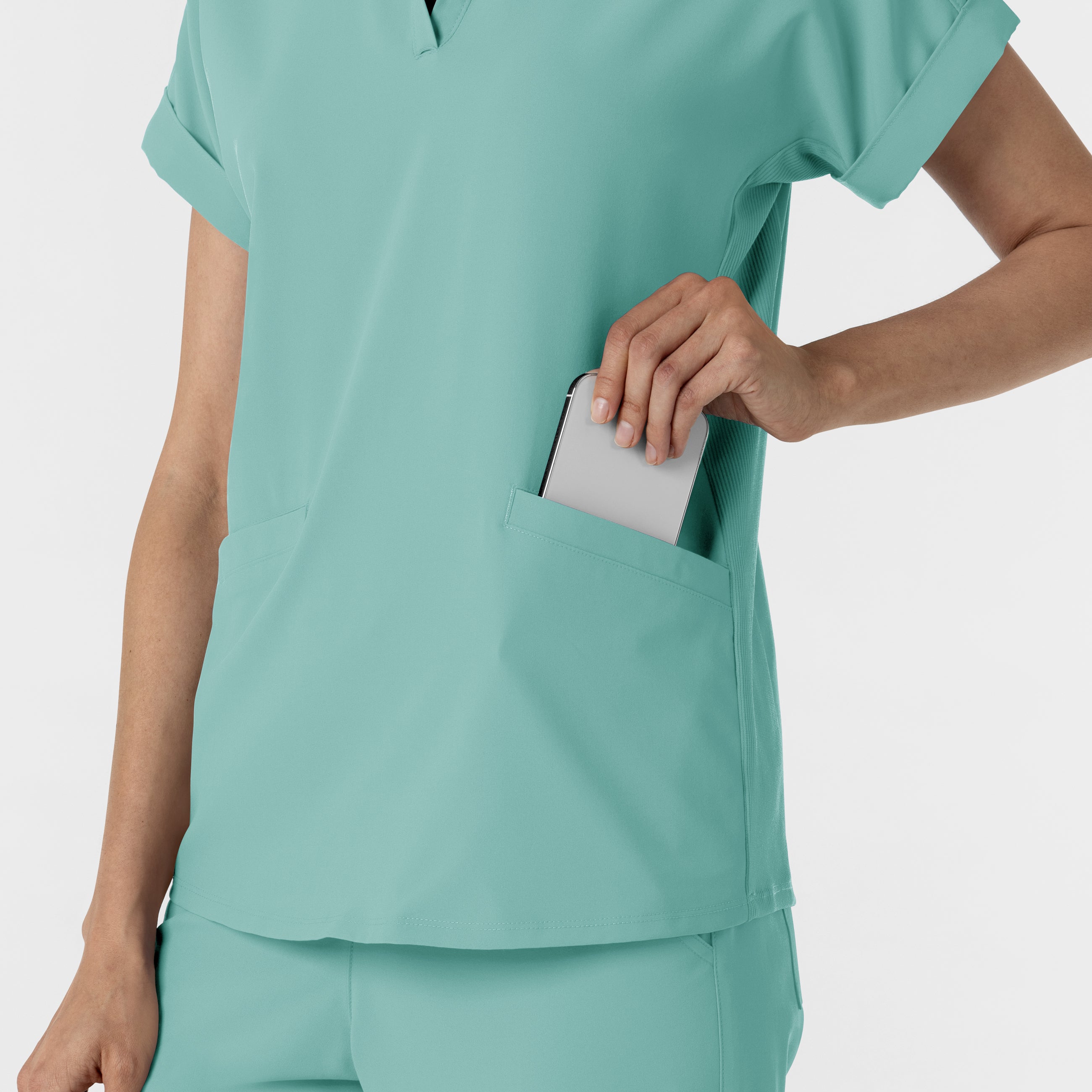 RENEW 6934 Women’s Flex-n-Reach Collared Scrub Top Turquoise