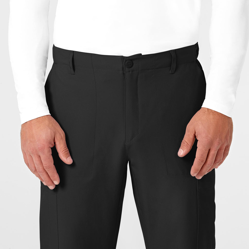 W123 5355 Men's Flat Front Cargo Scrub Pants Black