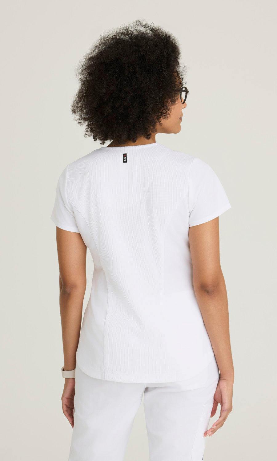 Grey's Anatomy Stretch GRST136 Capri Tuck-in Scrub Top White